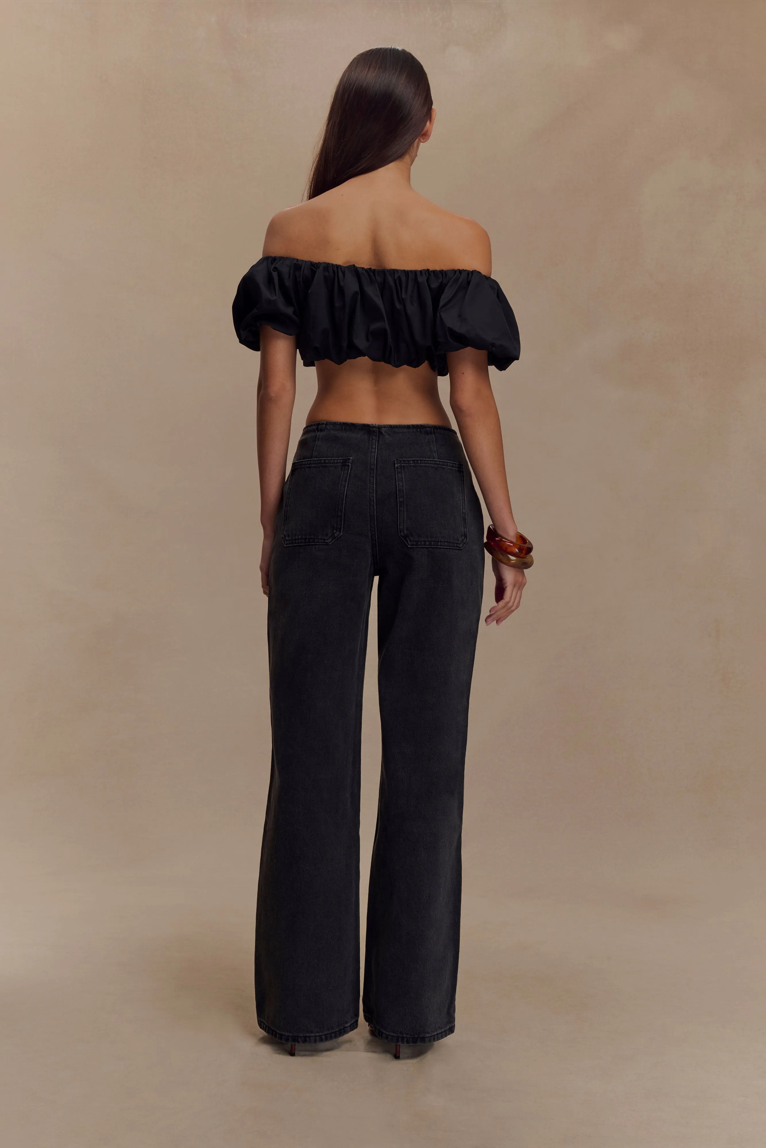 Caitlin Mid Rise Denim Jeans - Washed Black sold by Meshki product image thumbnail 5