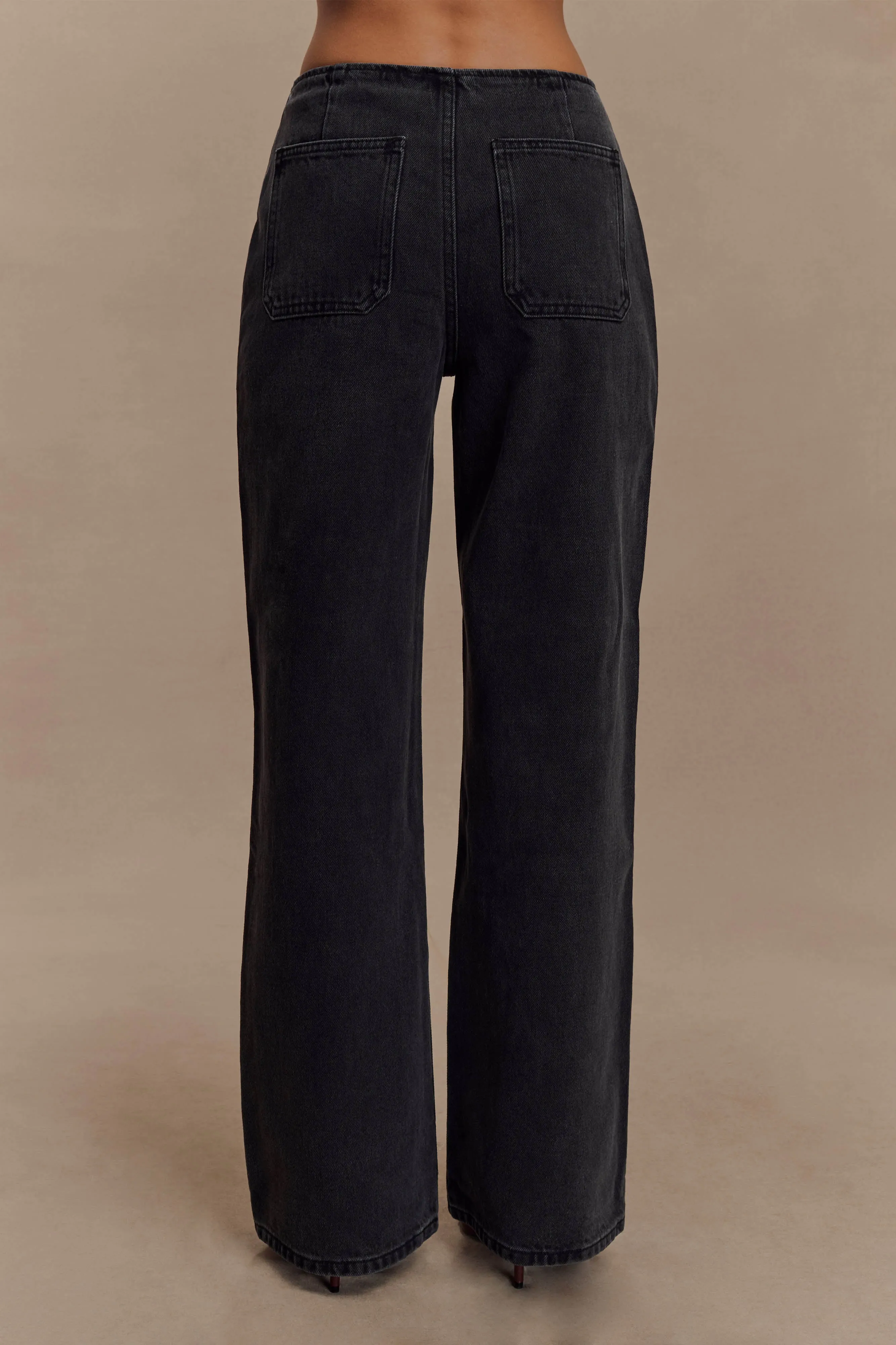 Caitlin Mid Rise Denim Jeans - Washed Black sold by Meshki product image thumbnail 2