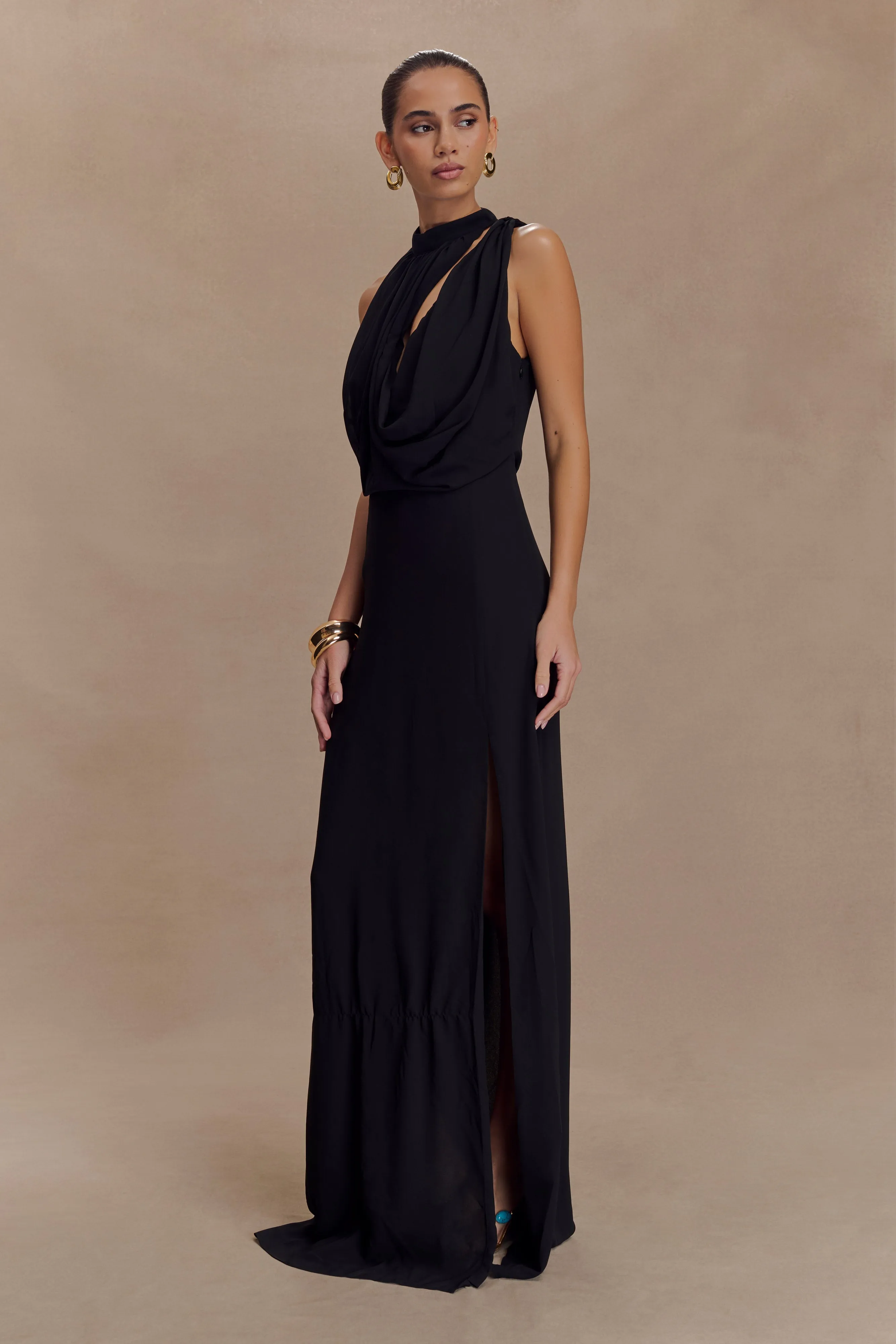 Galia Cowl Neck Maxi Dress - Black sold by Meshki product image thumbnail 4