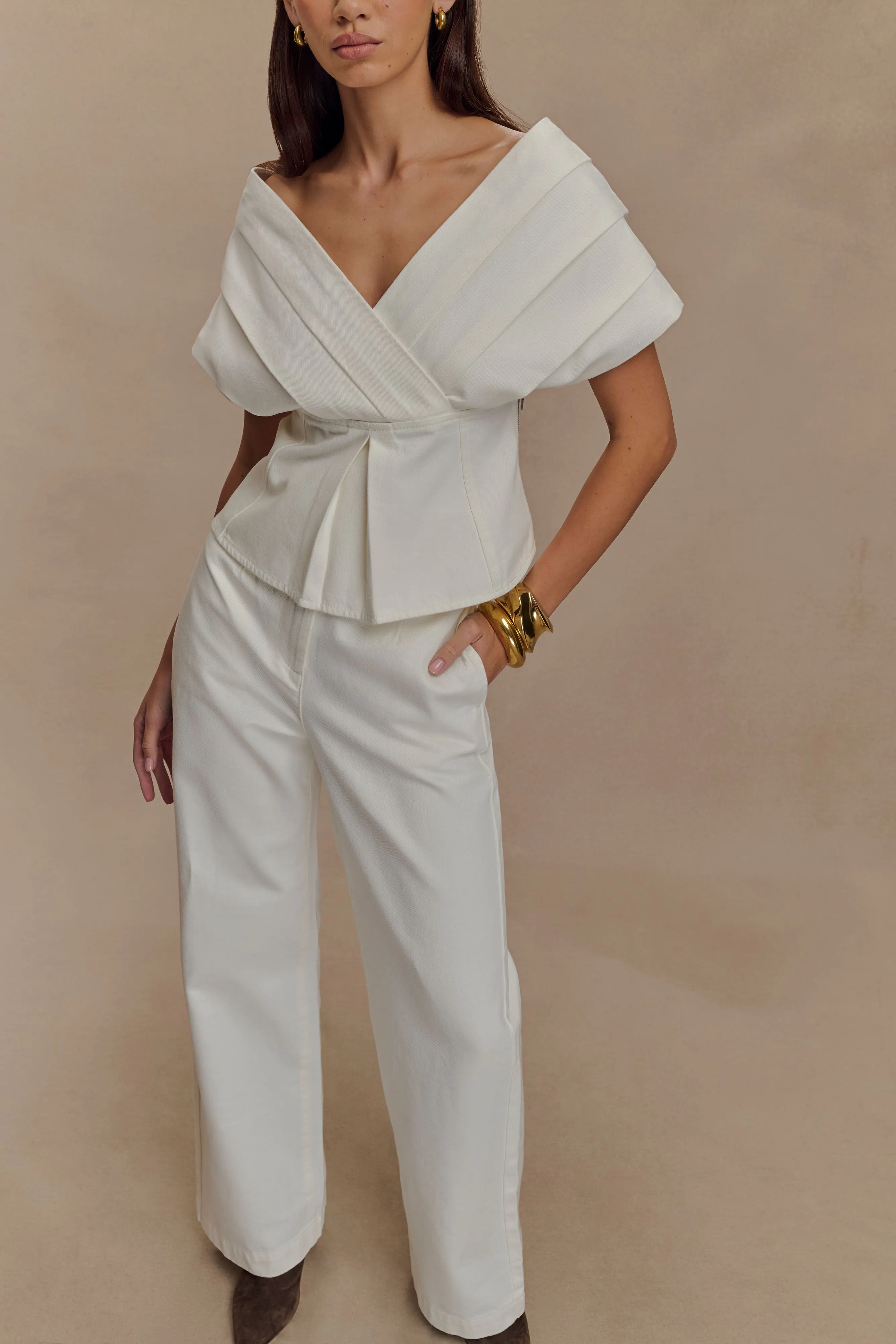 Rayne Wide Leg Denim Jeans - White sold by Meshki product image thumbnail 3