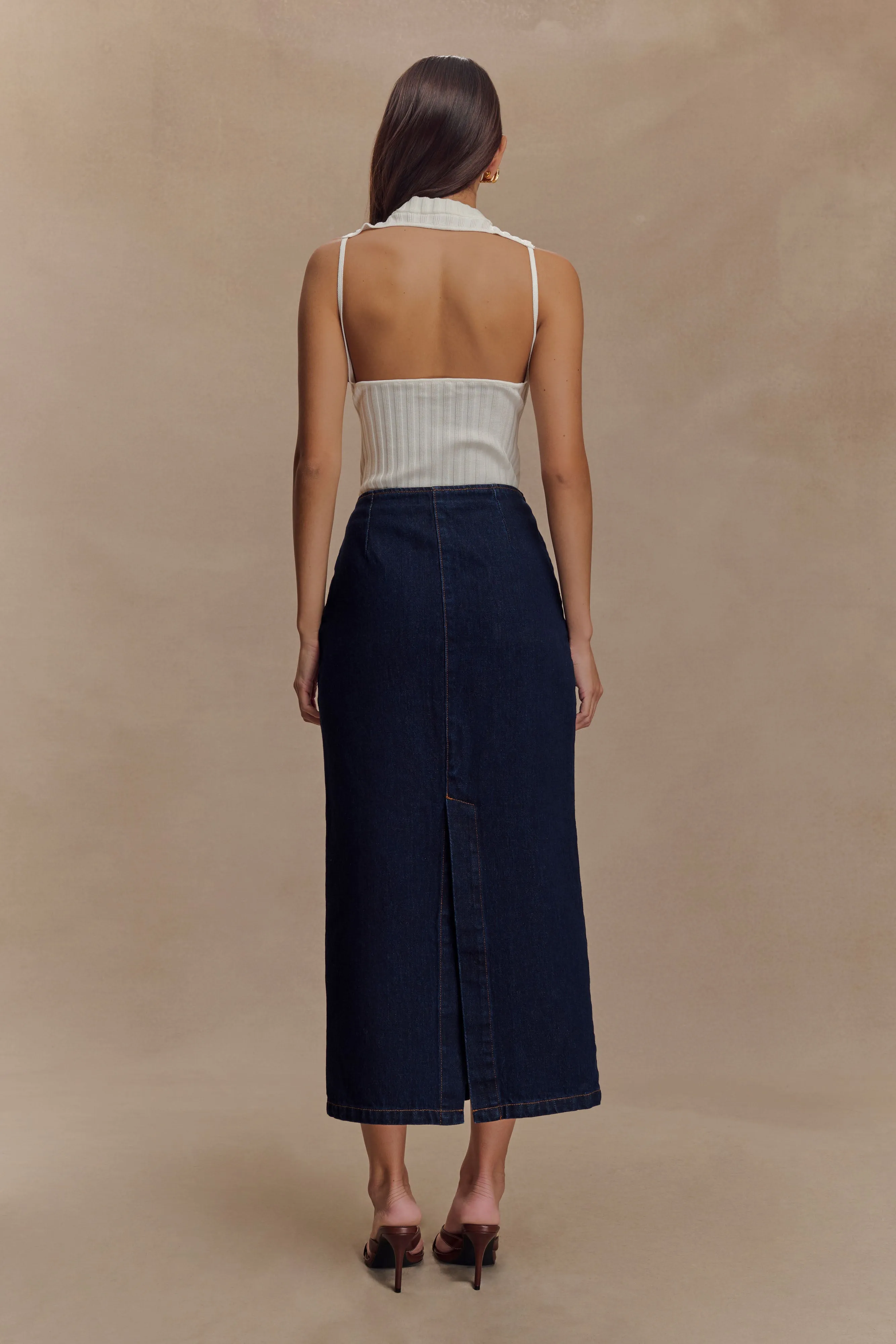 Fallon Denim Midi Skirt - Indigo Blue sold by Meshki product image thumbnail 2