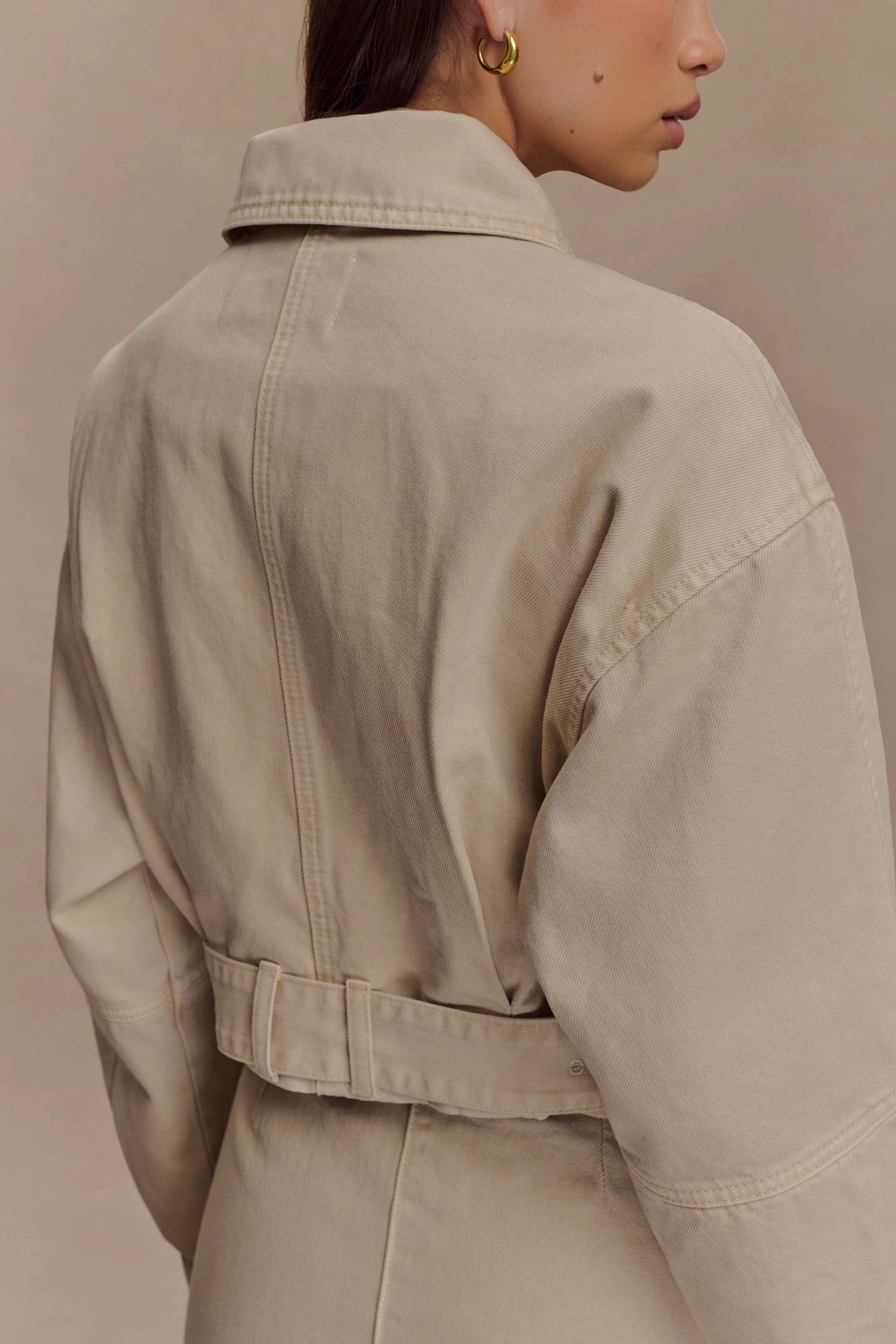 Fallon Cropped Denim Jacket - Stone Wash sold by Meshki product image thumbnail 5