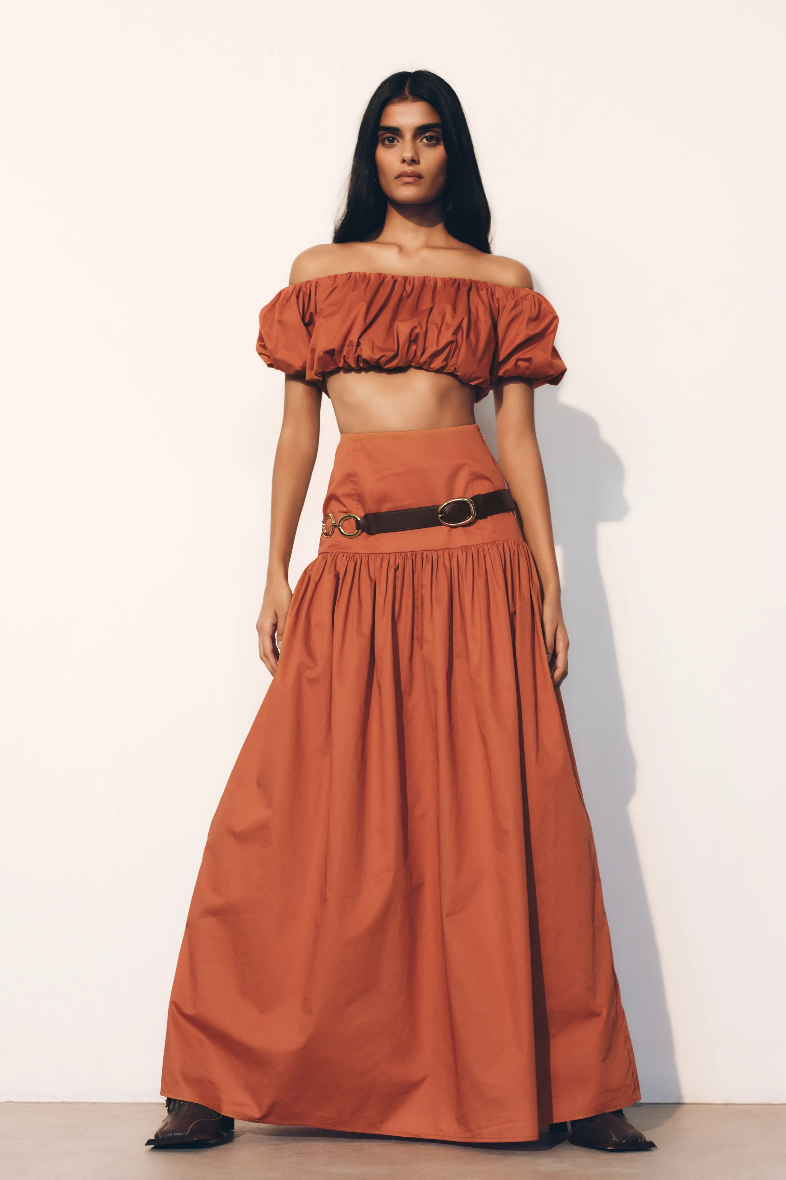 Autumn Maxi Skirt - Burnt Orange sold by Meshki