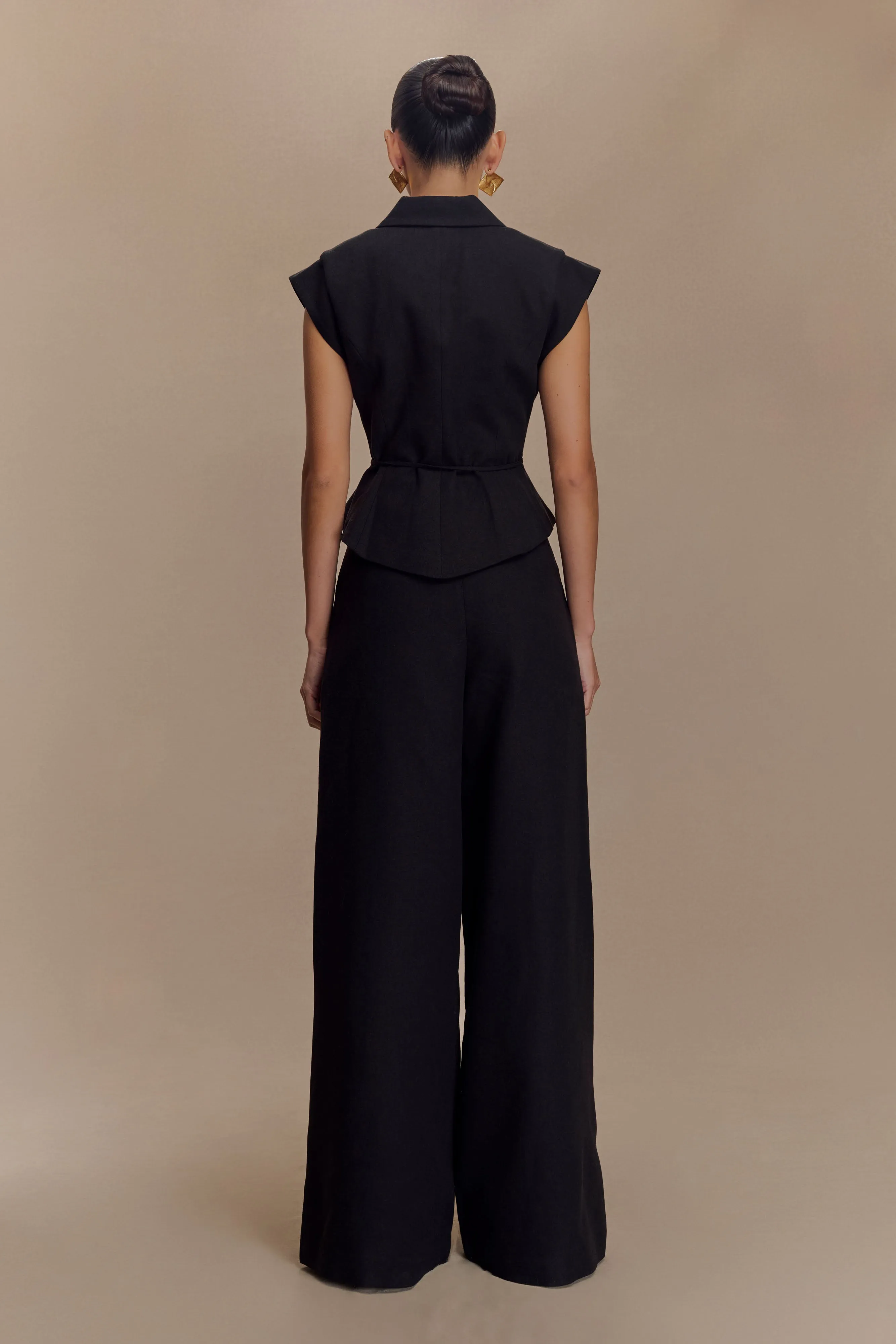 Raya Mid Rise Wide Leg Linen Pant - Black sold by Meshki product image thumbnail 2
