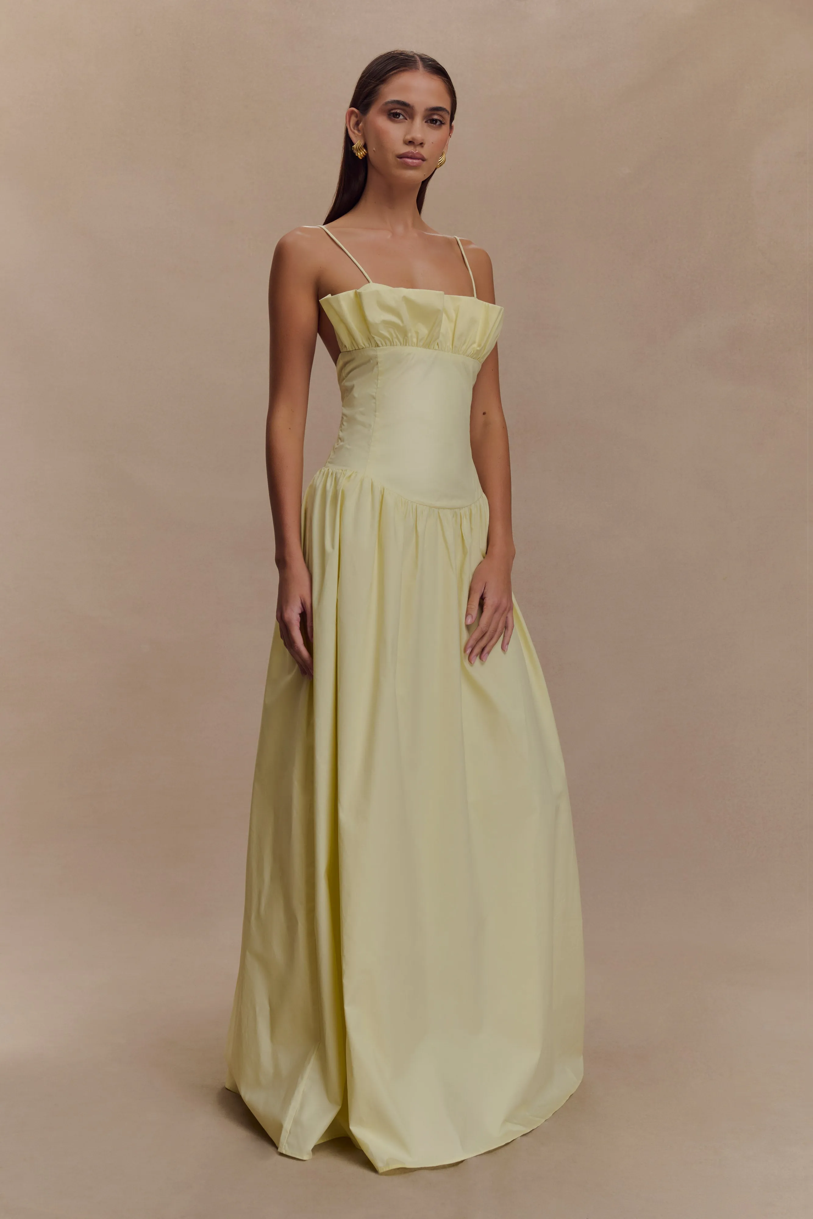 Janis Cotton Frill Maxi Dress - Lemon sold by Meshki product image thumbnail 4