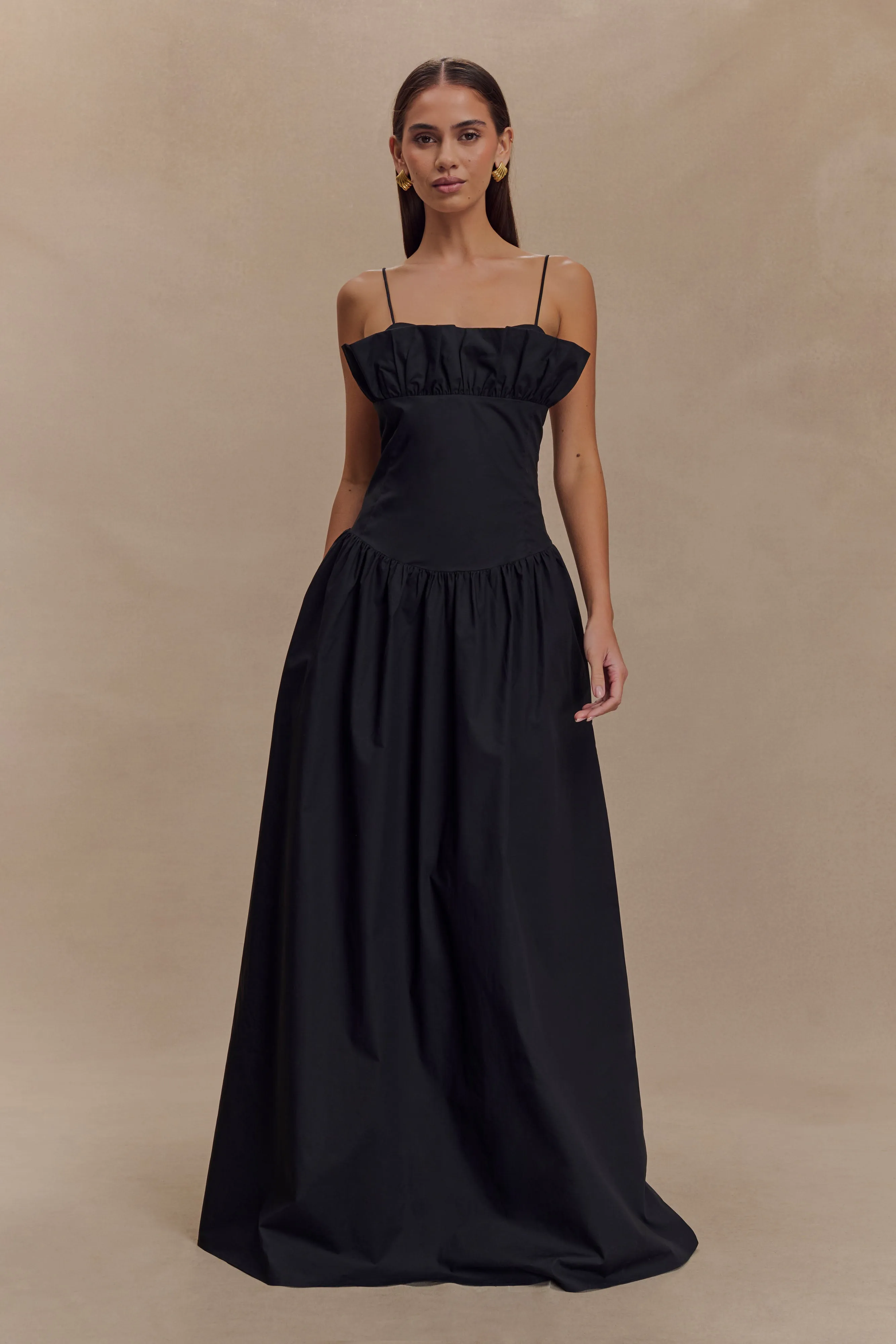 Janis Cotton Frill Maxi Dress - Black sold by Meshki product image thumbnail 5