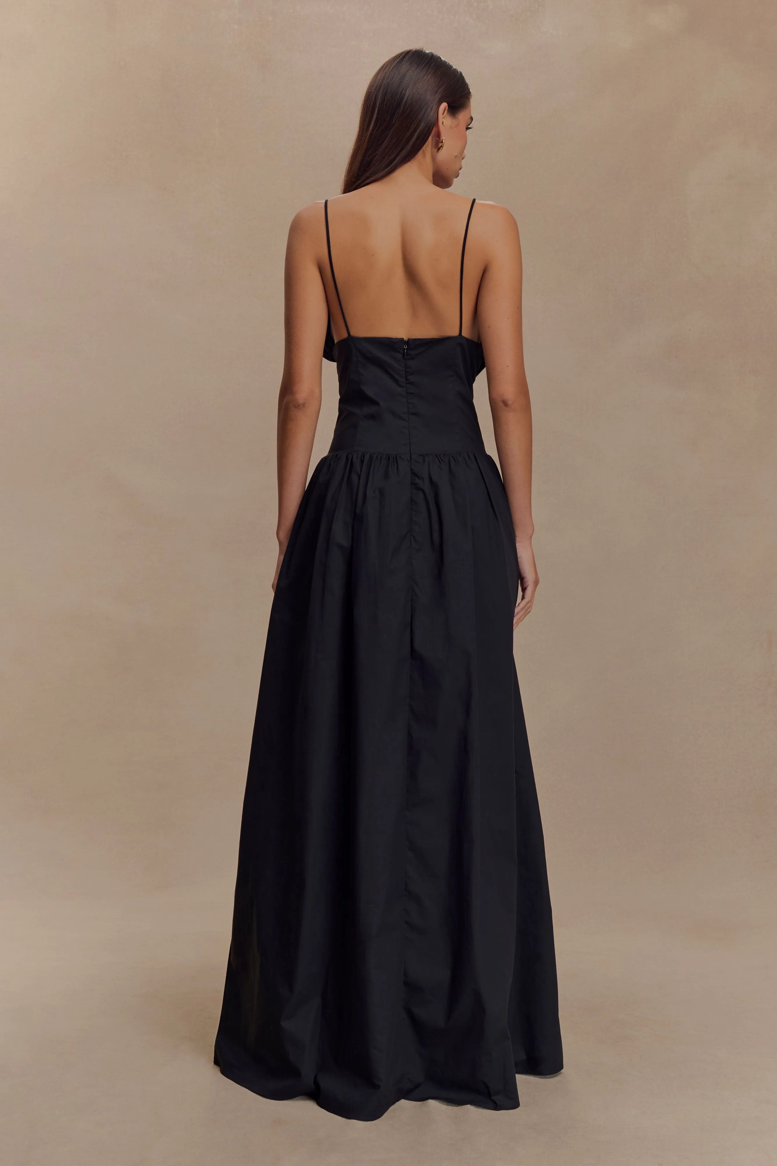 Janis Cotton Frill Maxi Dress - Black sold by Meshki product image thumbnail 2