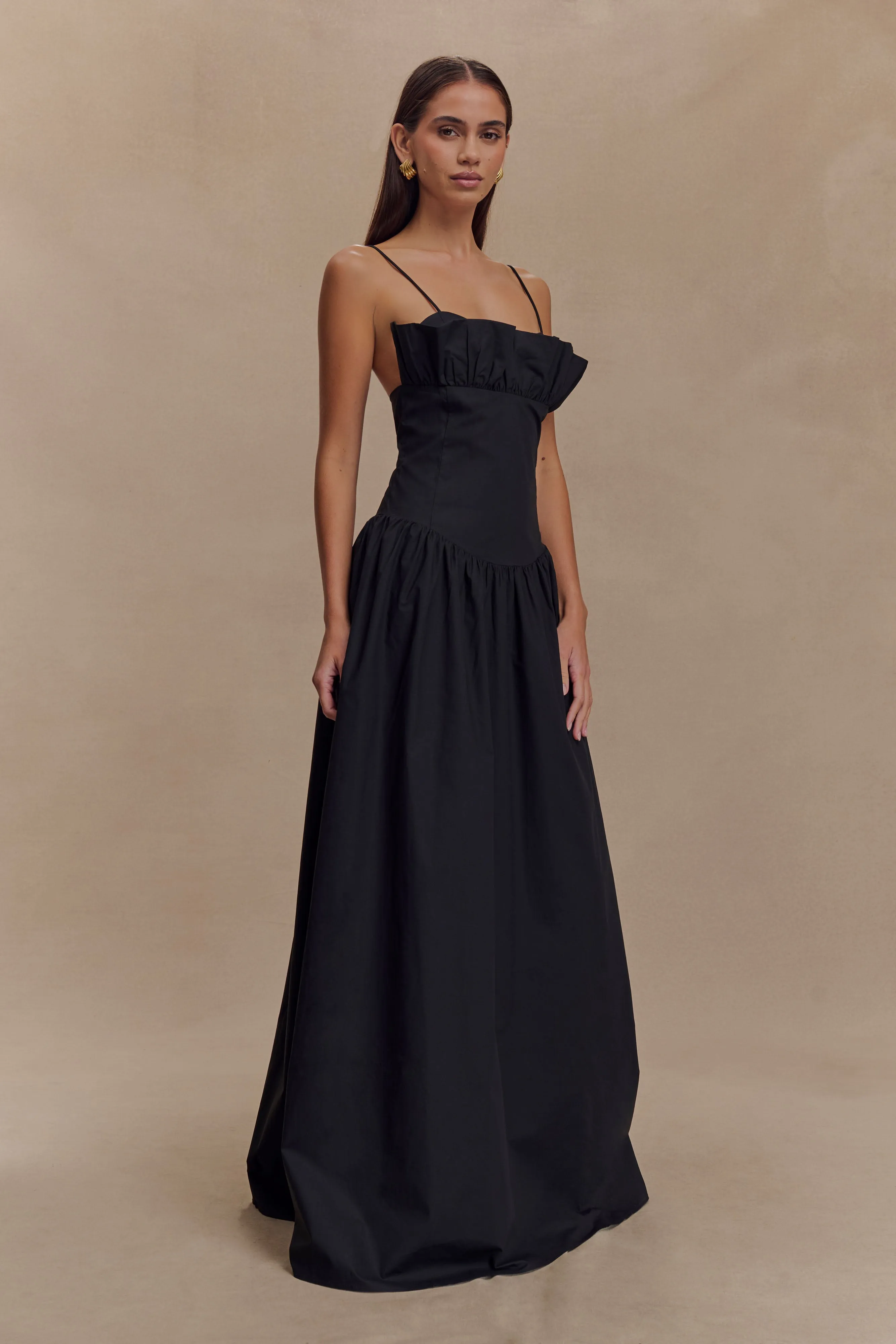 Janis Cotton Frill Maxi Dress - Black sold by Meshki product image thumbnail 4