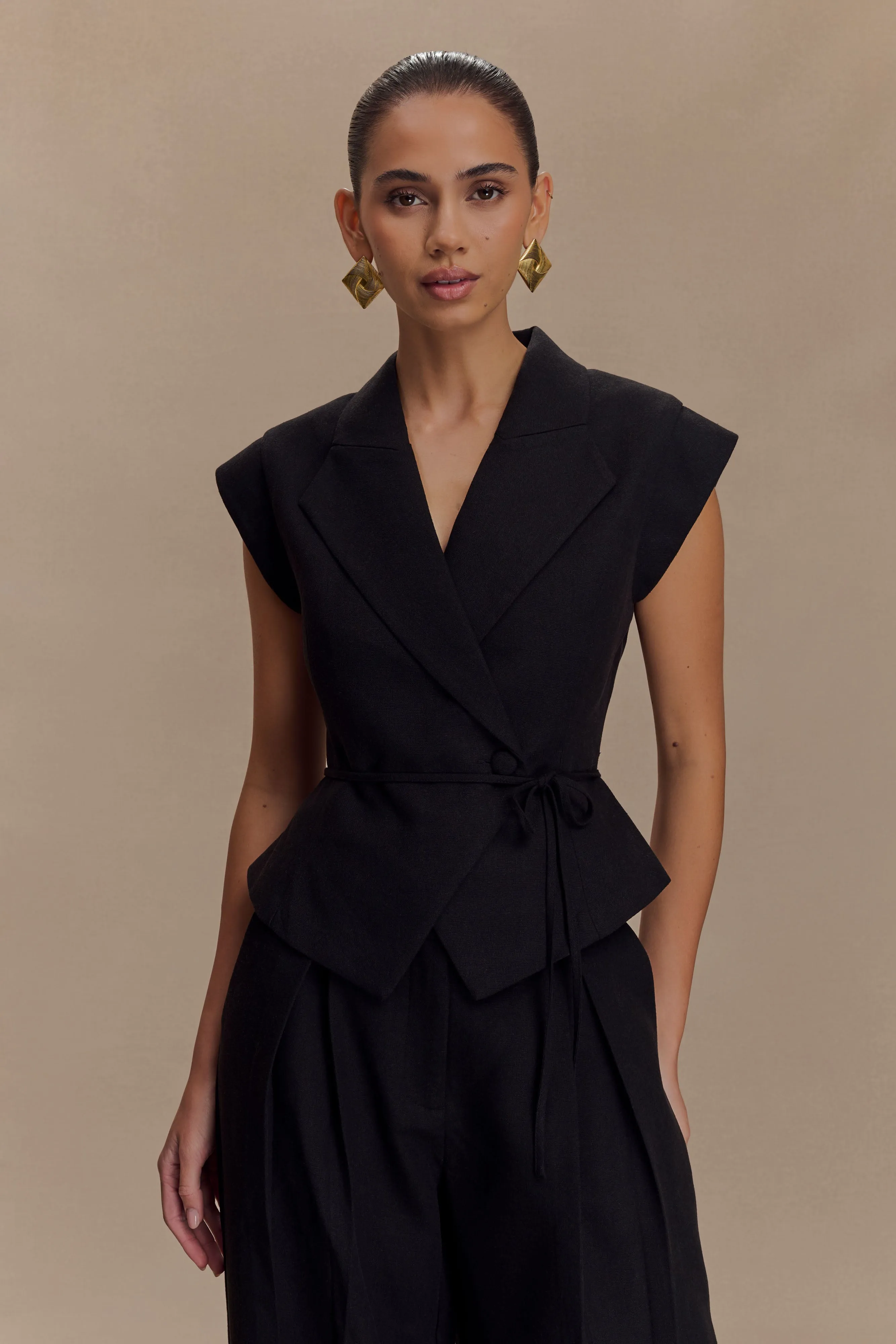 Andina Shortsleeve Linen Top - Black sold by Meshki product image thumbnail 3