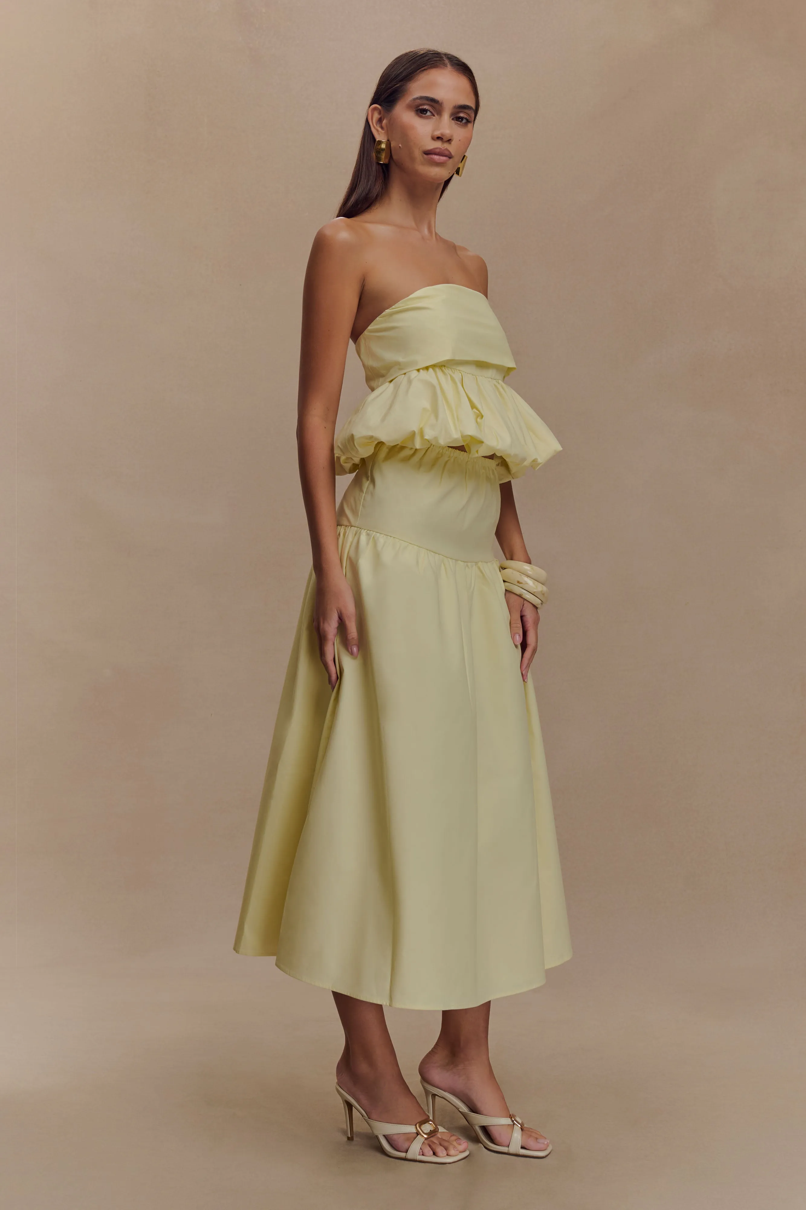 Amirah Midi Skirt - Lemon sold by Meshki product image thumbnail 5
