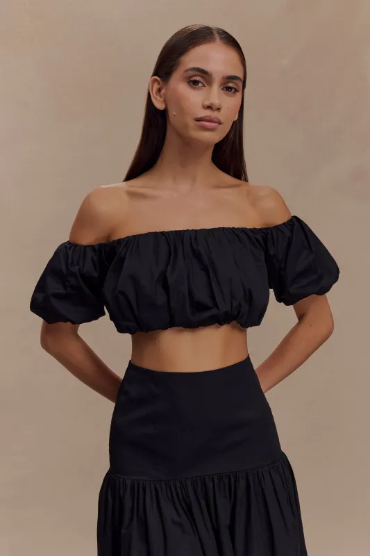 Autumn Off Shoulder Bubble Top - Black sold by Meshki