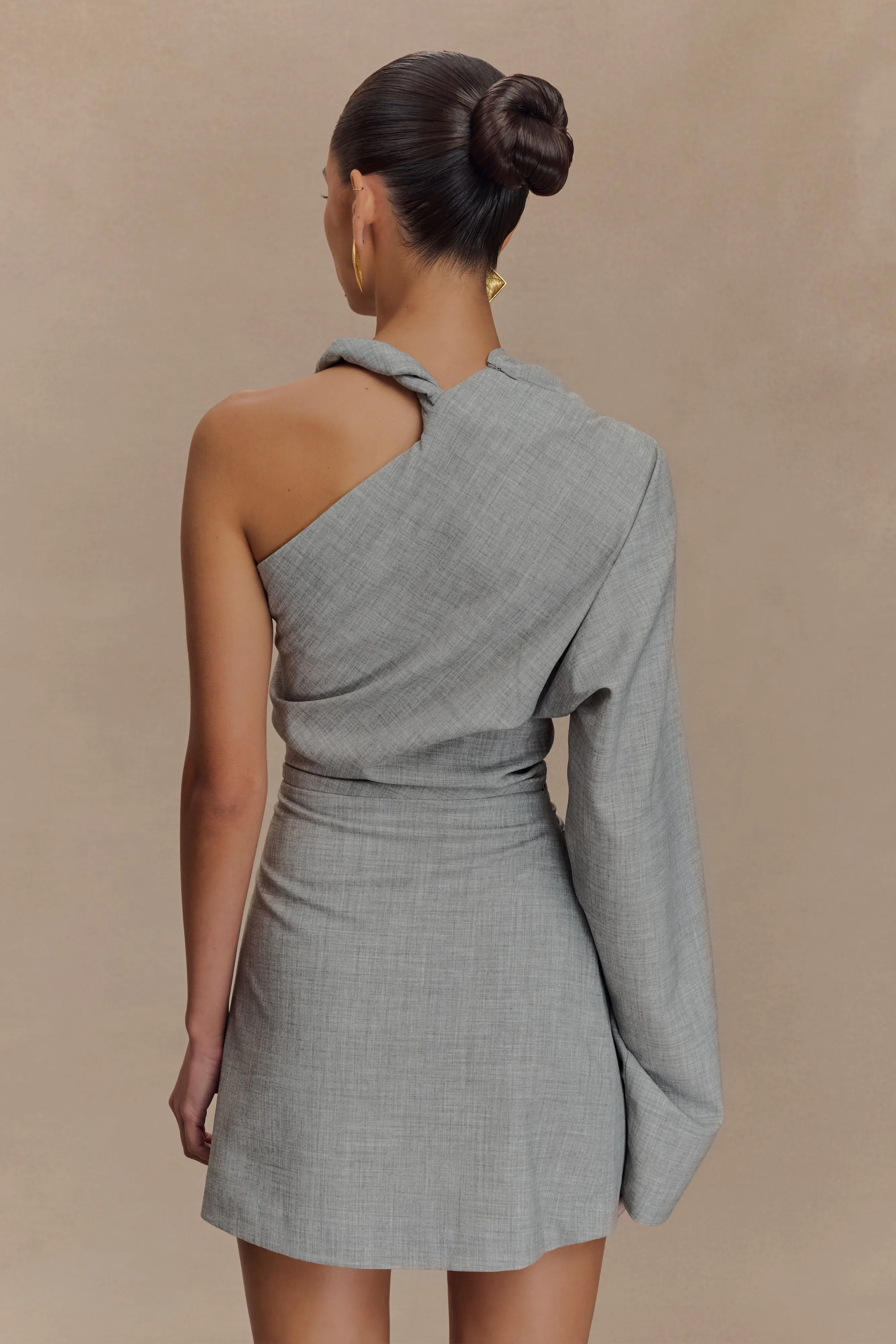 Dorian Twist Shoulder Mini Dress - Charcoal Marle sold by Meshki product image thumbnail 2