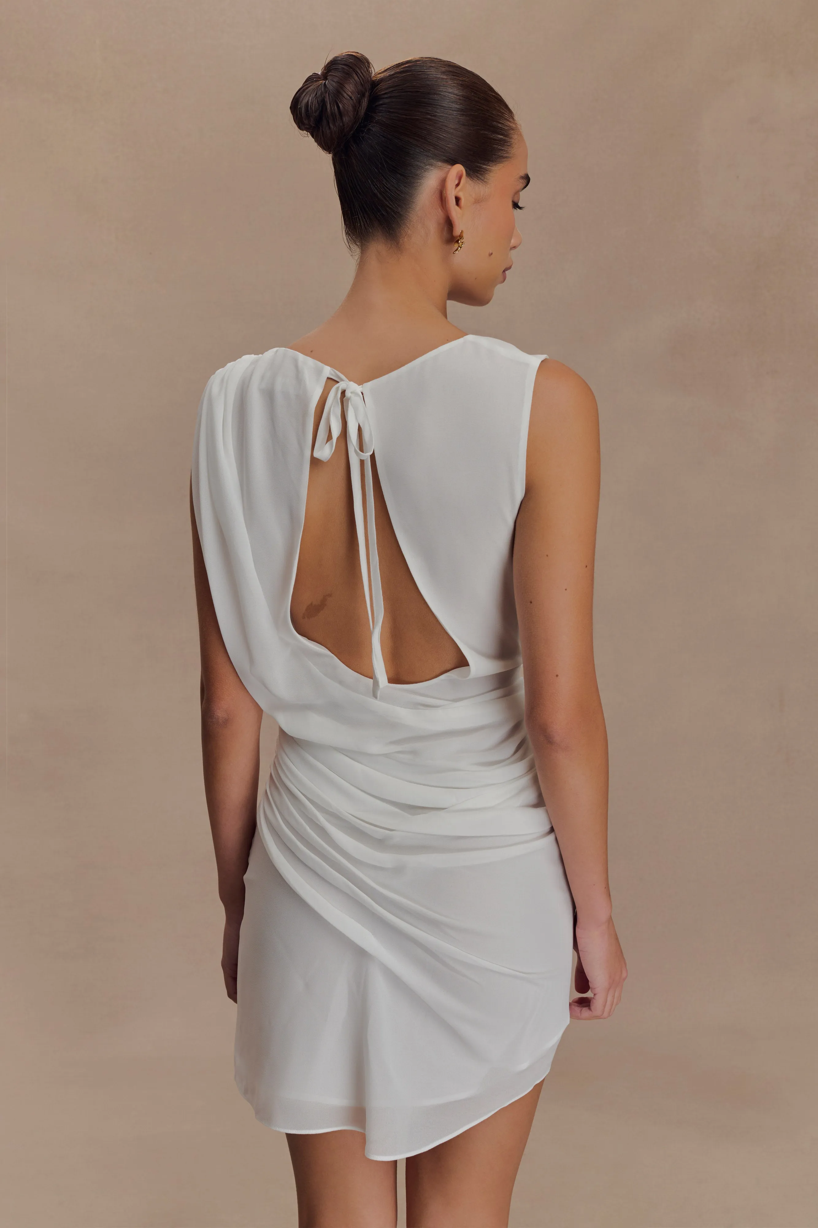 Oria Chiffon Mini Dress - White sold by Meshki product image thumbnail 2