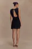 Oria Chiffon Mini Dress - Black sold by Meshki