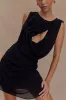 Oria Chiffon Mini Dress - Black sold by Meshki