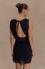 Oria Chiffon Mini Dress - Black sold by Meshki
