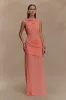 Daria Draped Chiffon Maxi Dress - Pastel Nectarine sold by Meshki