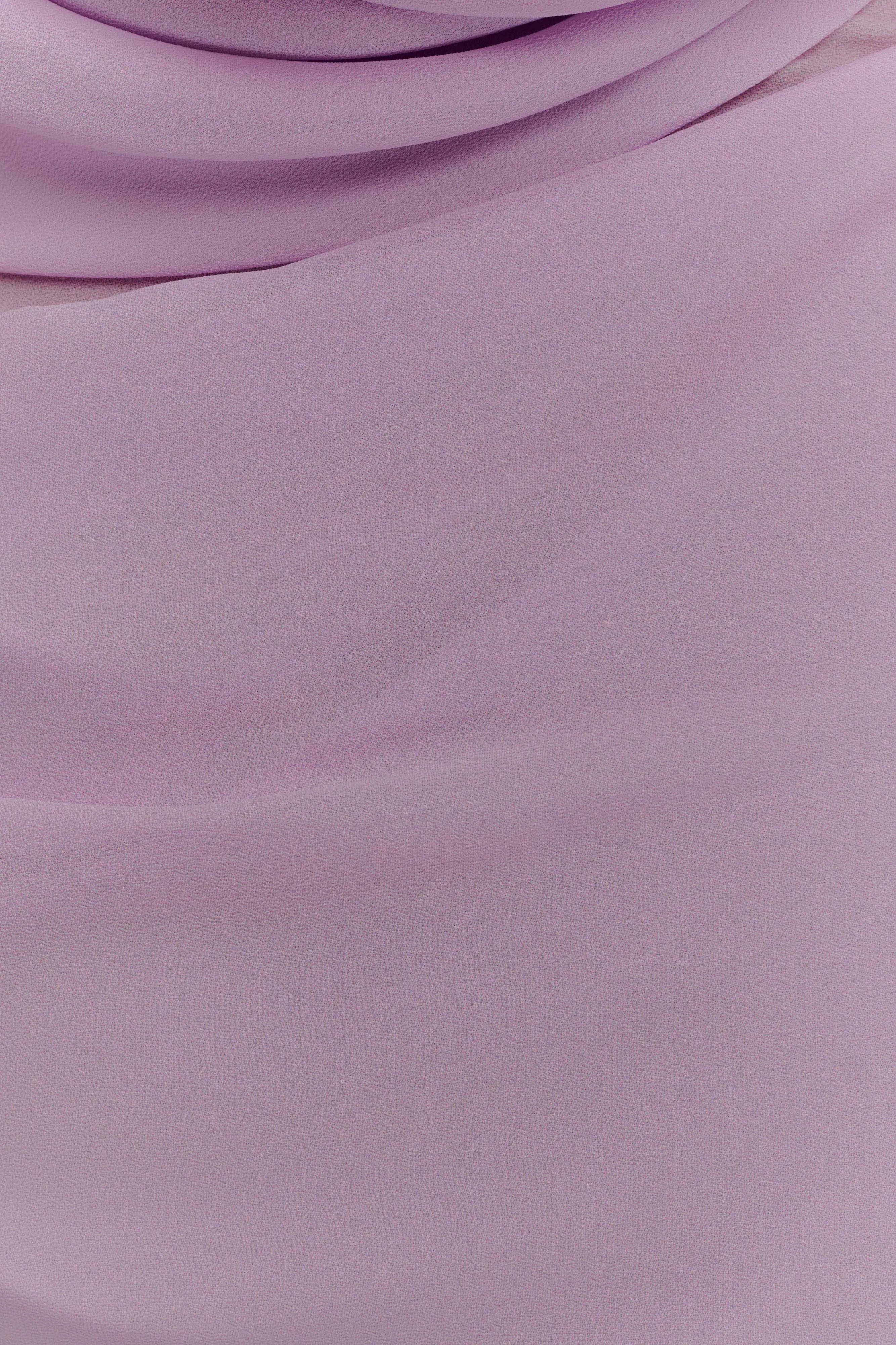 Daria Draped Chiffon Maxi Dress - Light Lilac sold by Meshki product image thumbnail 5