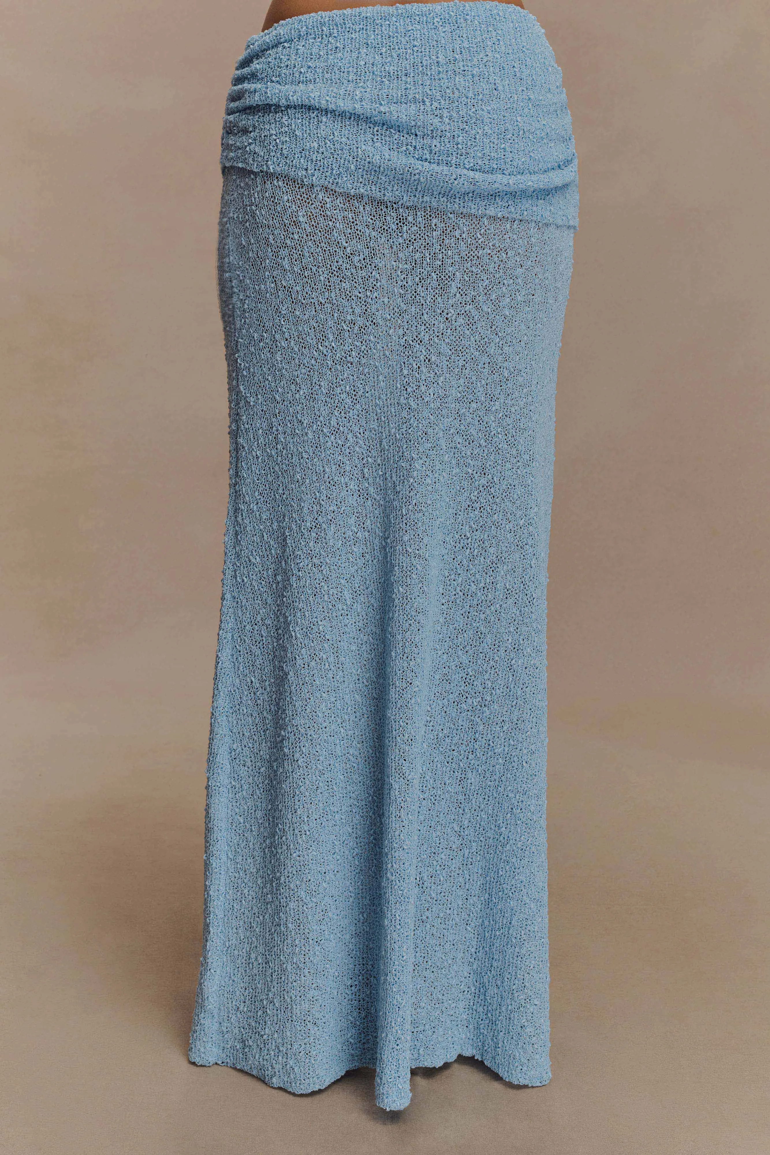Petra Ruched Knit Maxi Skirt - Light Blue sold by Meshki product image thumbnail 5