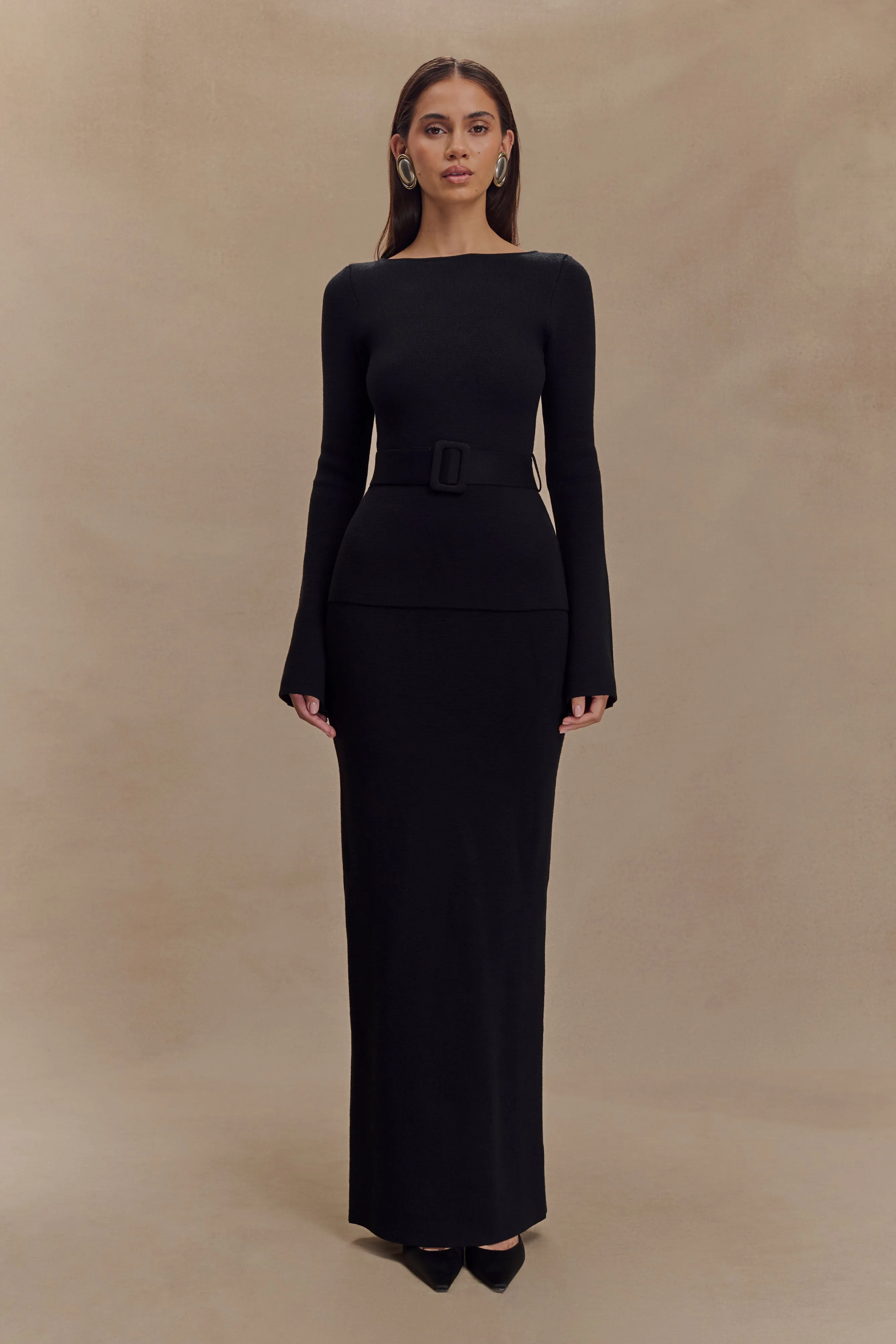 Justine Belted Knit Top - Black sold by Meshki product image thumbnail 4