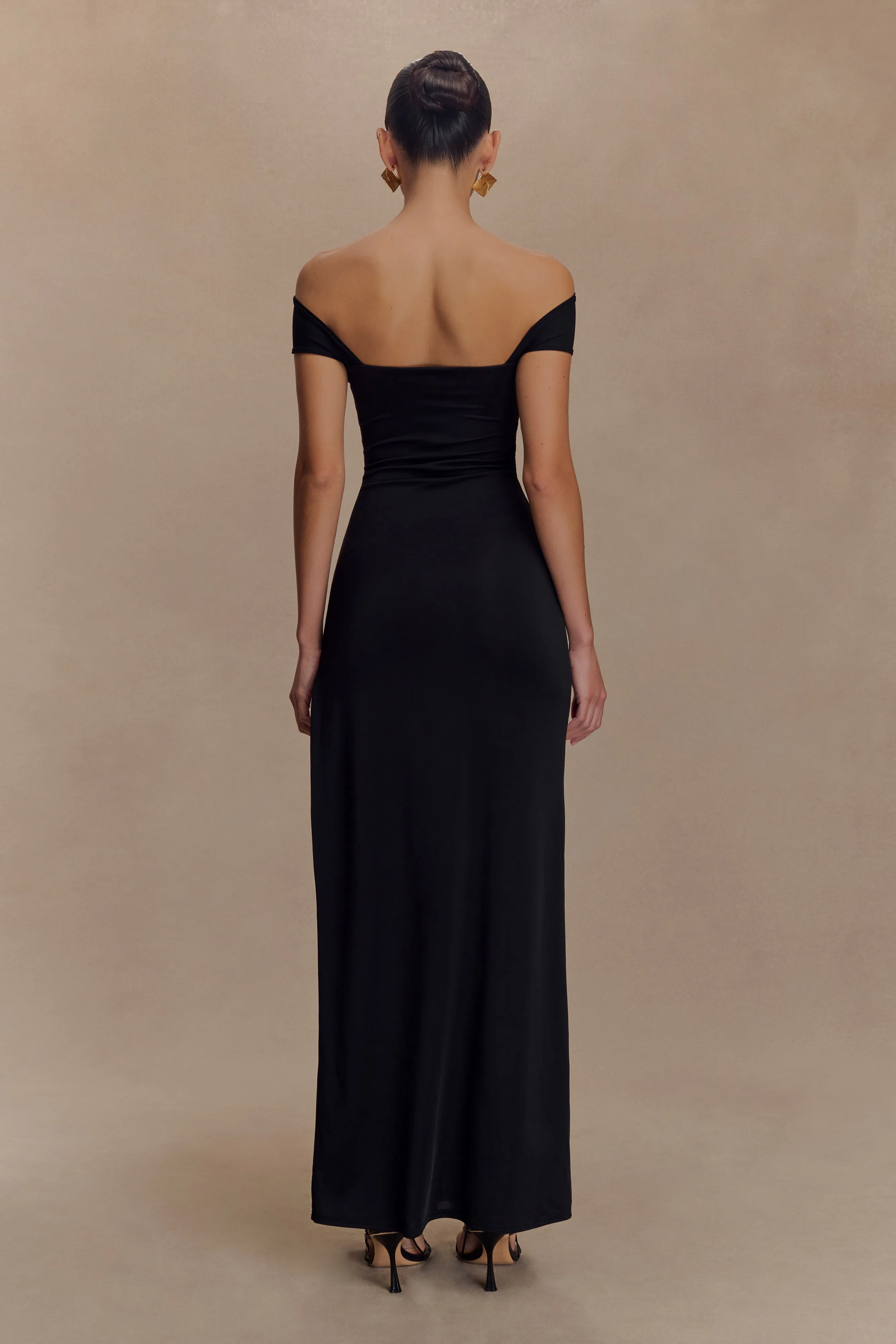 Aurora Slinky And Mesh Split Maxi Dress - Black sold by Meshki product image thumbnail 2