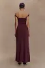 Aurora Slinky And Mesh Split Maxi Dress - Mahogany sold by Meshki