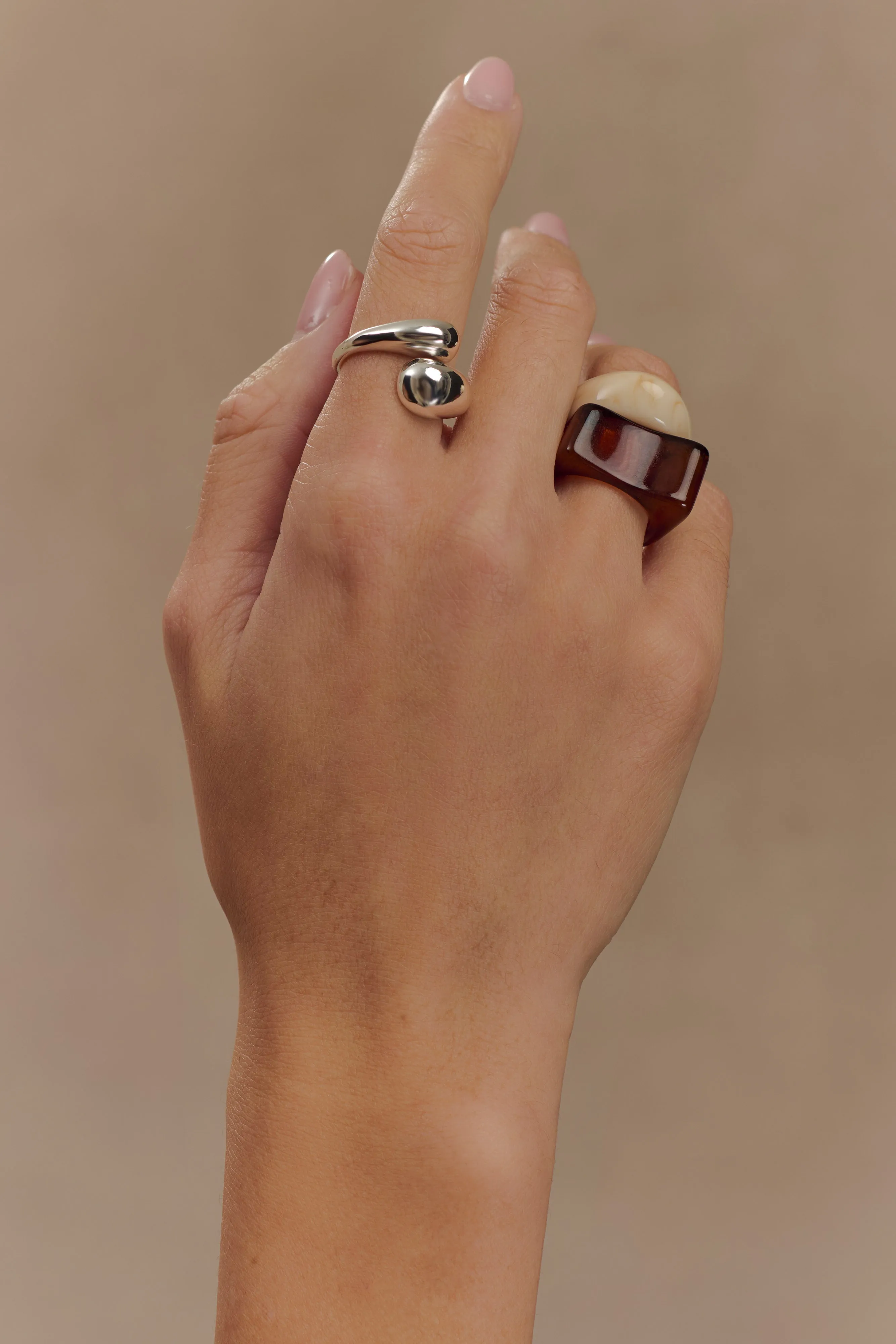 Romeo 3 Stack Ring Set - Silver sold by Meshki product image thumbnail 4