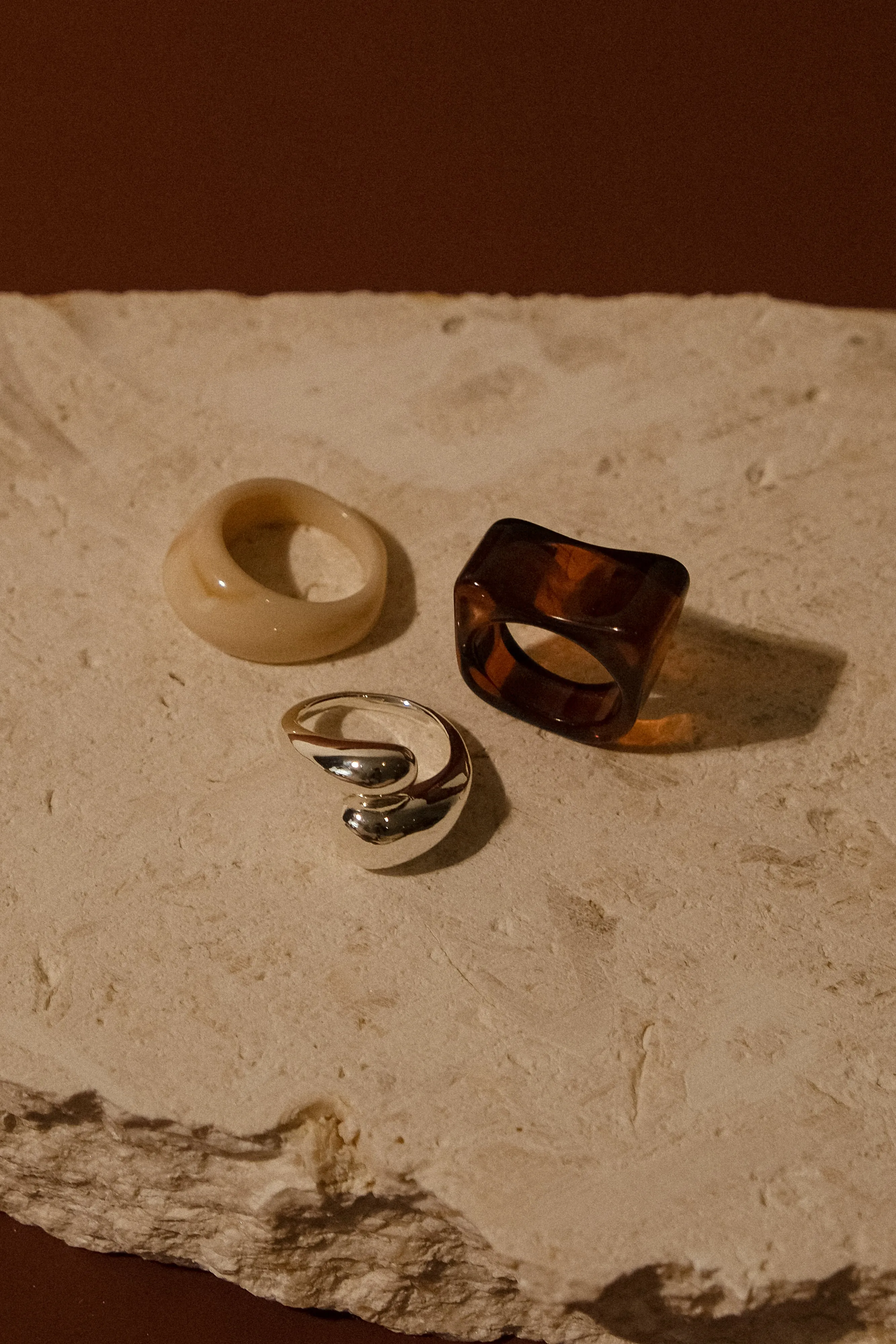 Romeo 3 Stack Ring Set - Silver sold by Meshki