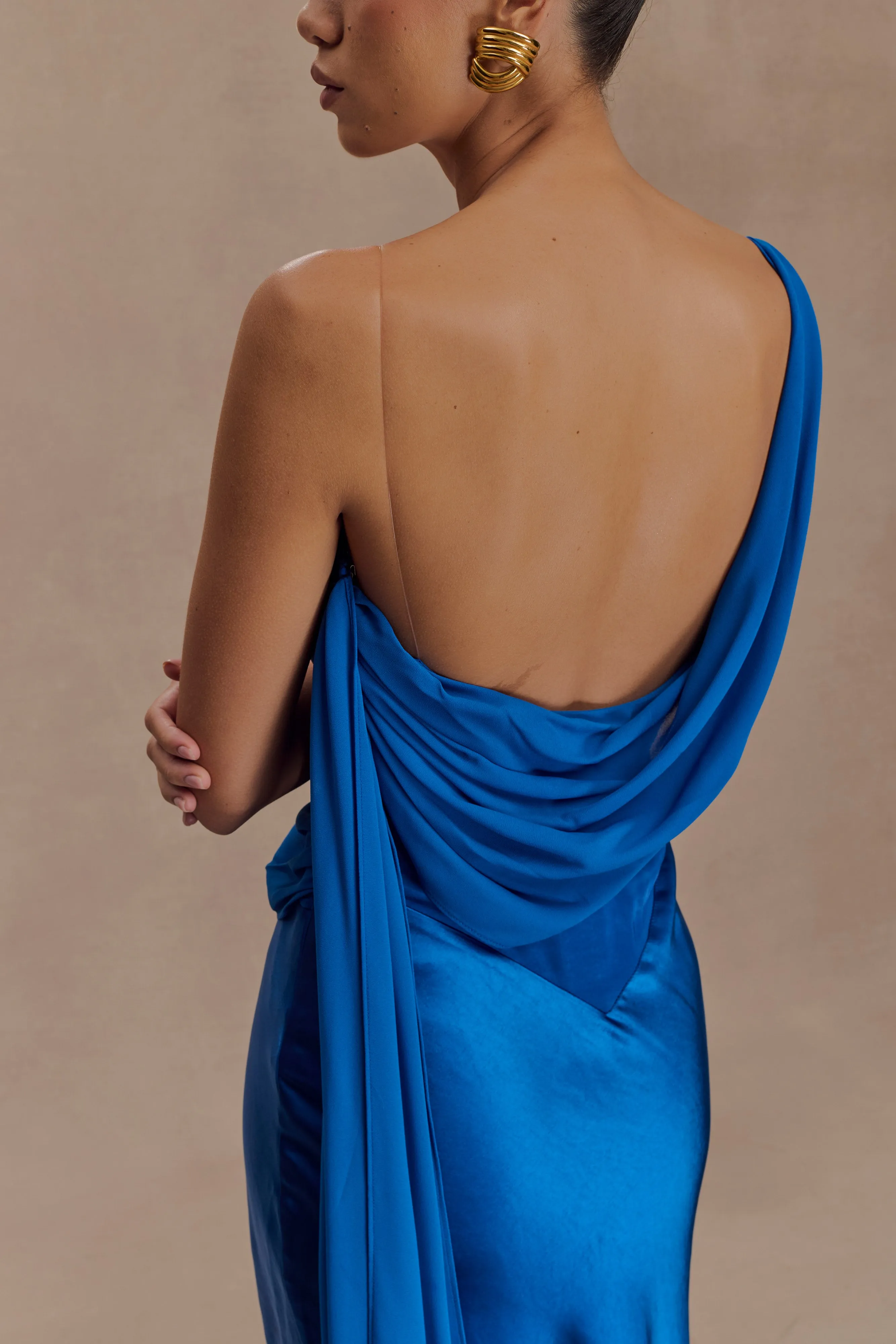 Carah Satin And Chiffon Maxi Dress - Cobalt sold by Meshki product image thumbnail 3