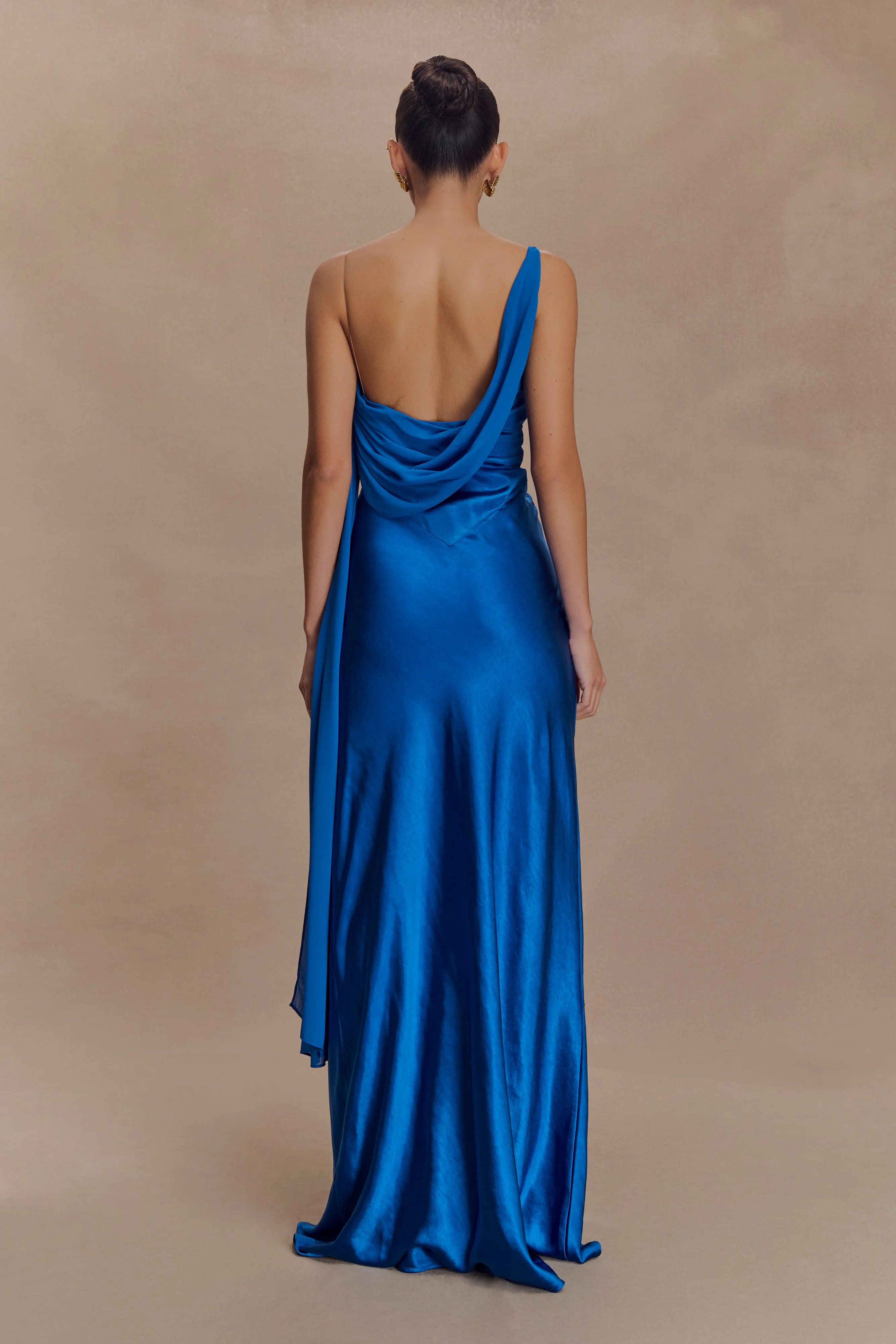 Carah Satin And Chiffon Maxi Dress - Cobalt sold by Meshki product image thumbnail 2