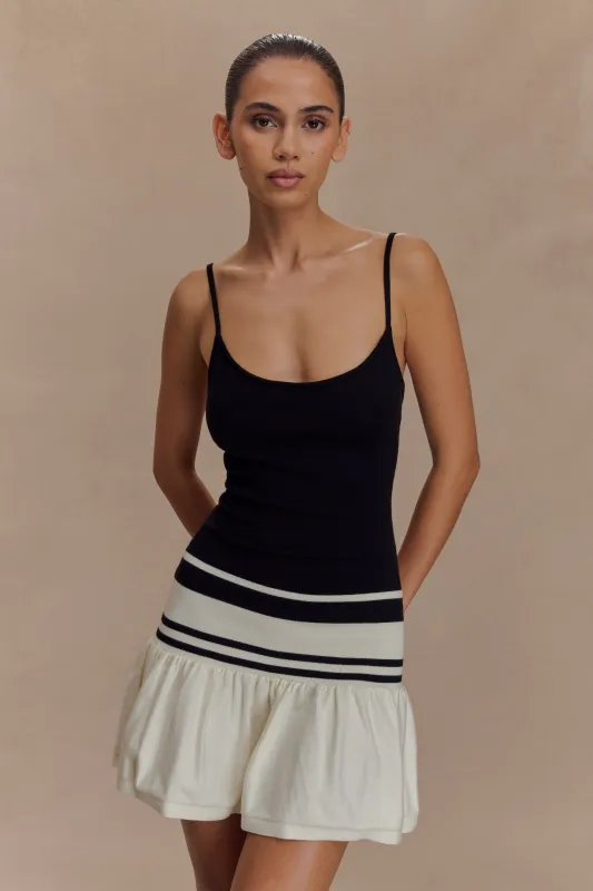 Ellison Contrast Knit Mini Dress - Black/White sold by Meshki