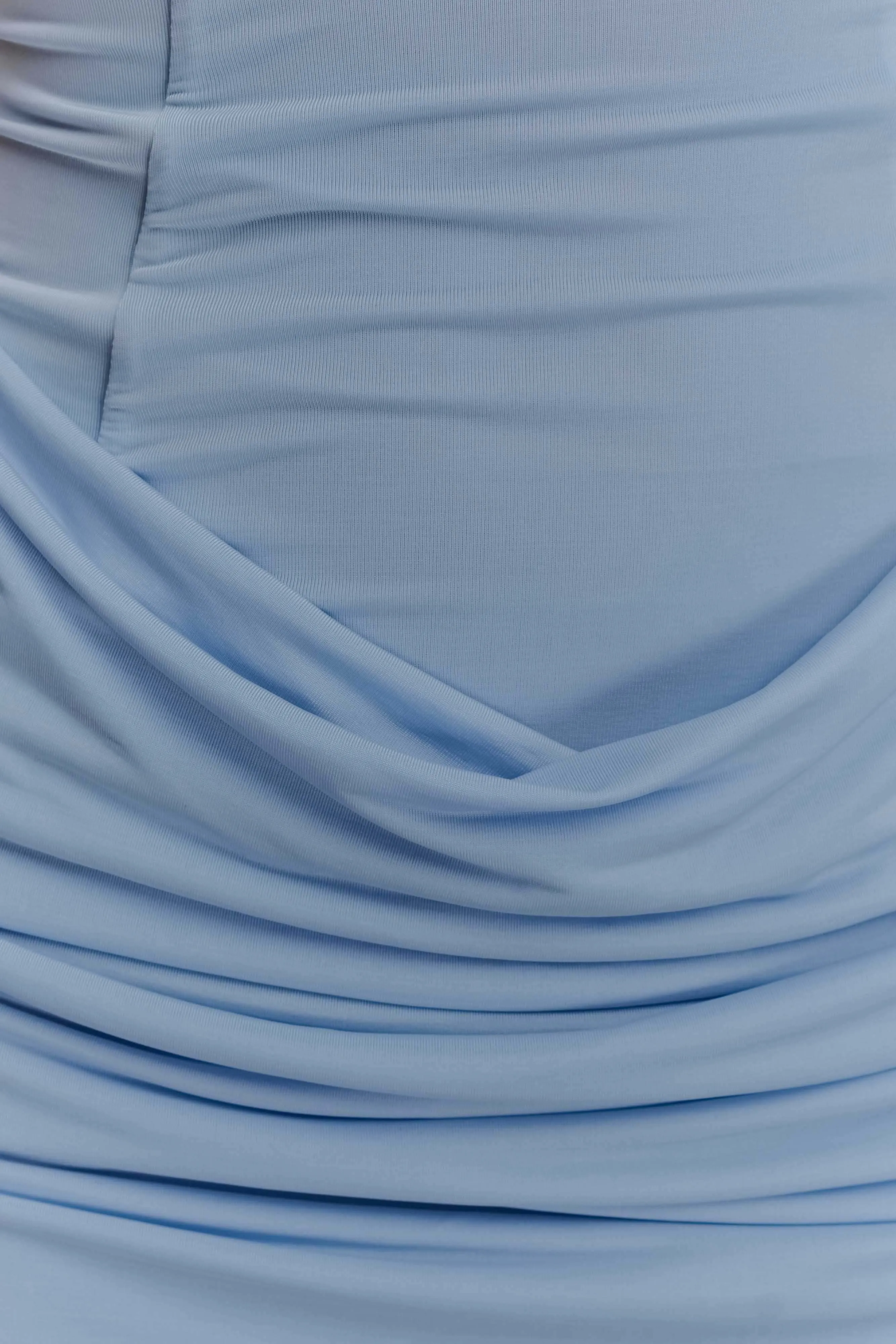 Mattea Slinky And Mesh Mini Dress With Scarf - Powder Blue sold by Meshki product image thumbnail 5