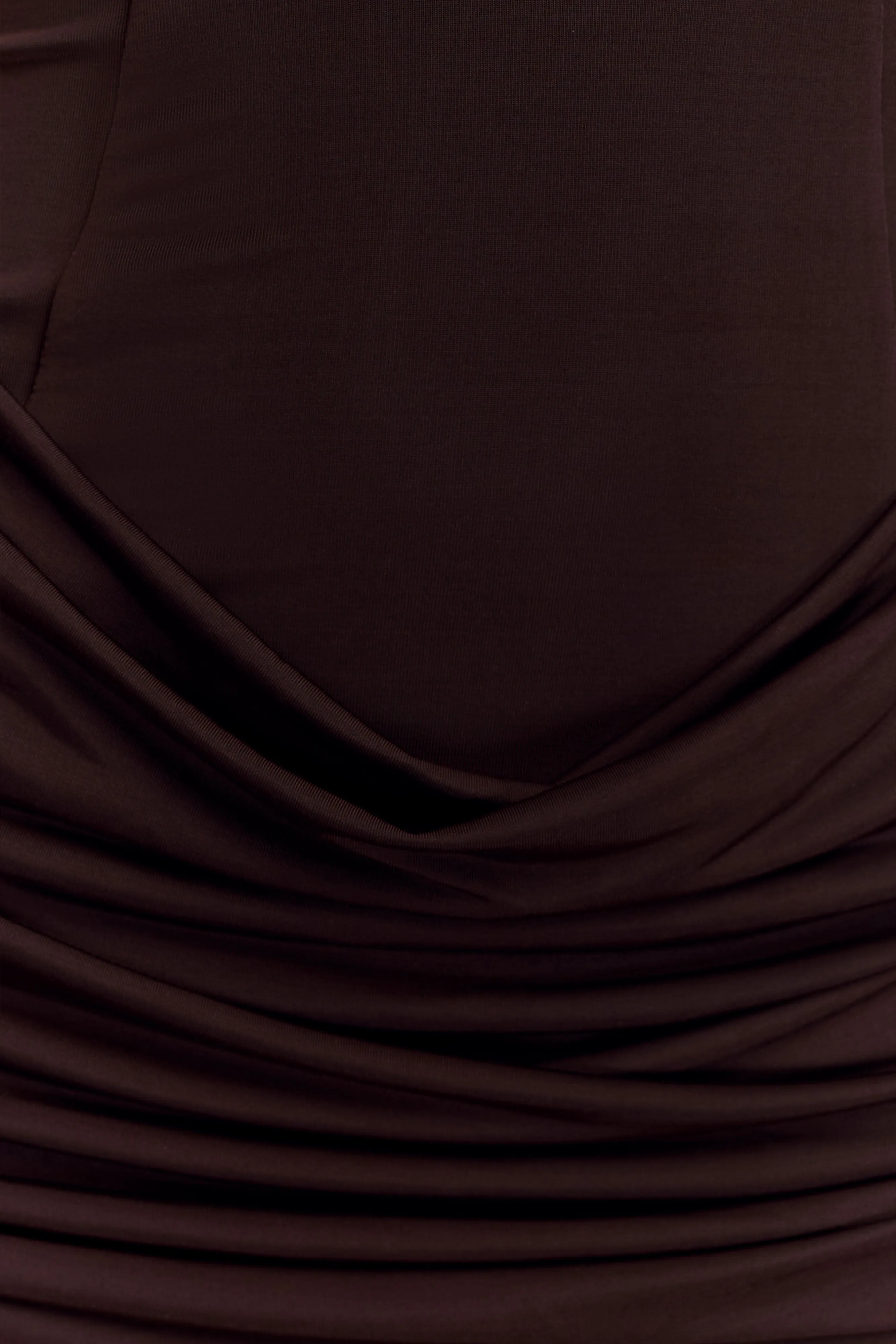 Mattea Slinky And Mesh Mini Dress With Scarf - Dark Chocolate sold by Meshki product image thumbnail 5