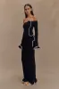 Sandrine Off Shoulder Knit Maxi Dress - Black/White sold by Meshki