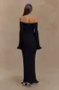 Sandrine Off Shoulder Knit Maxi Dress - Black/White sold by Meshki