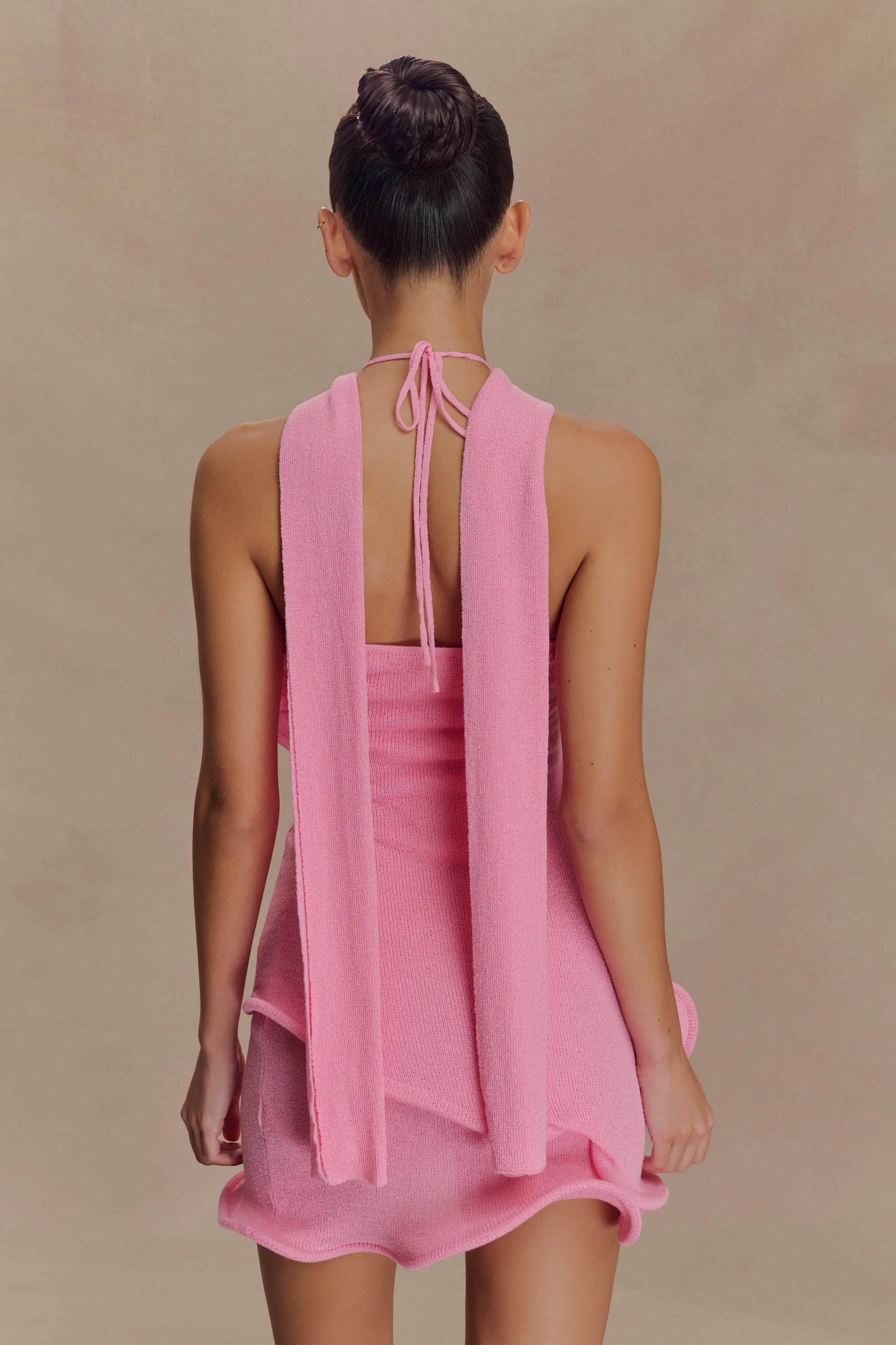 Caprice Halter Knit Mini Dress - Bubblegum Pink sold by Meshki product image thumbnail 2