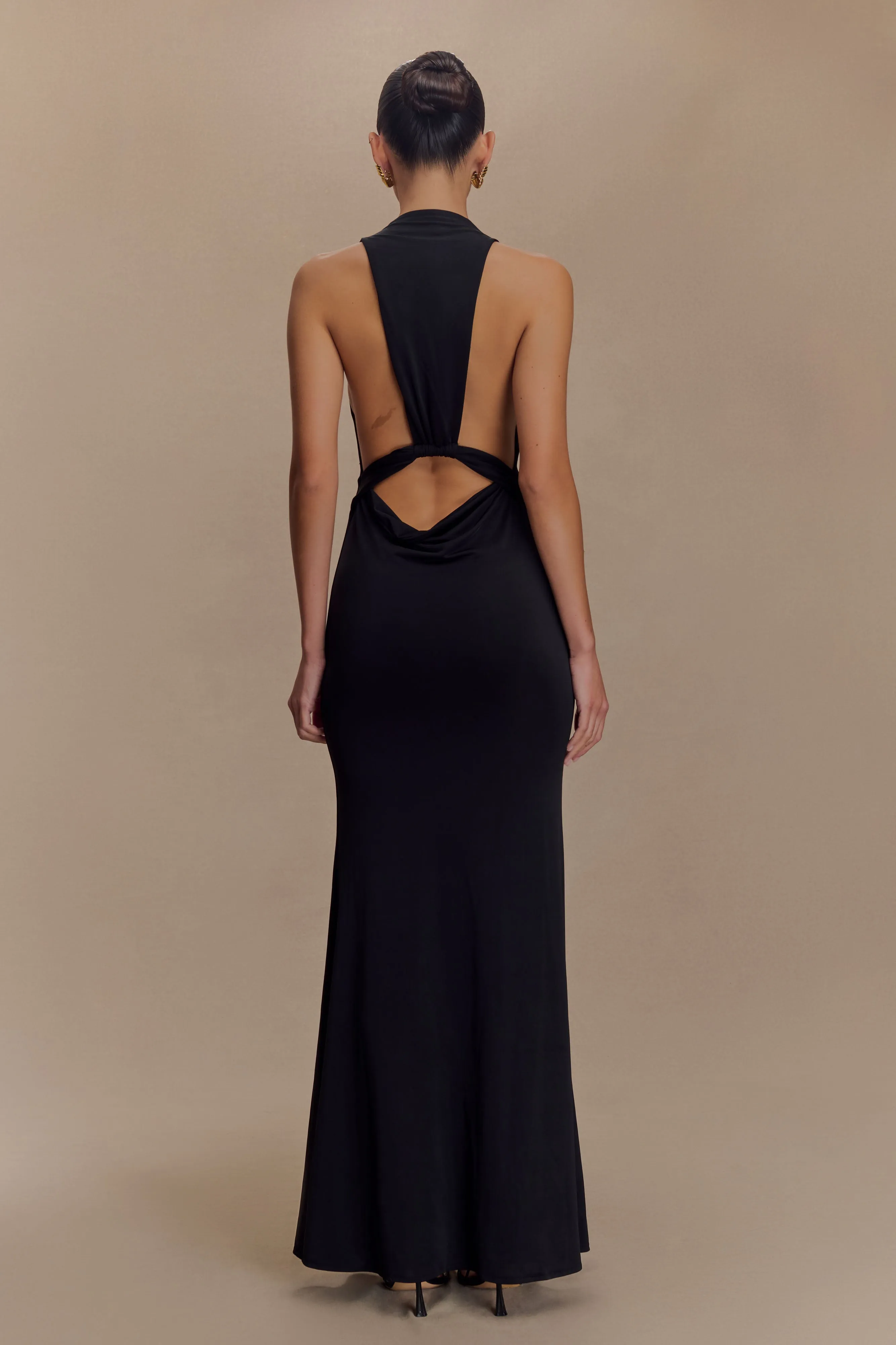 Elke Slinky V Neck Maxi Dress - Black sold by Meshki product image thumbnail 3