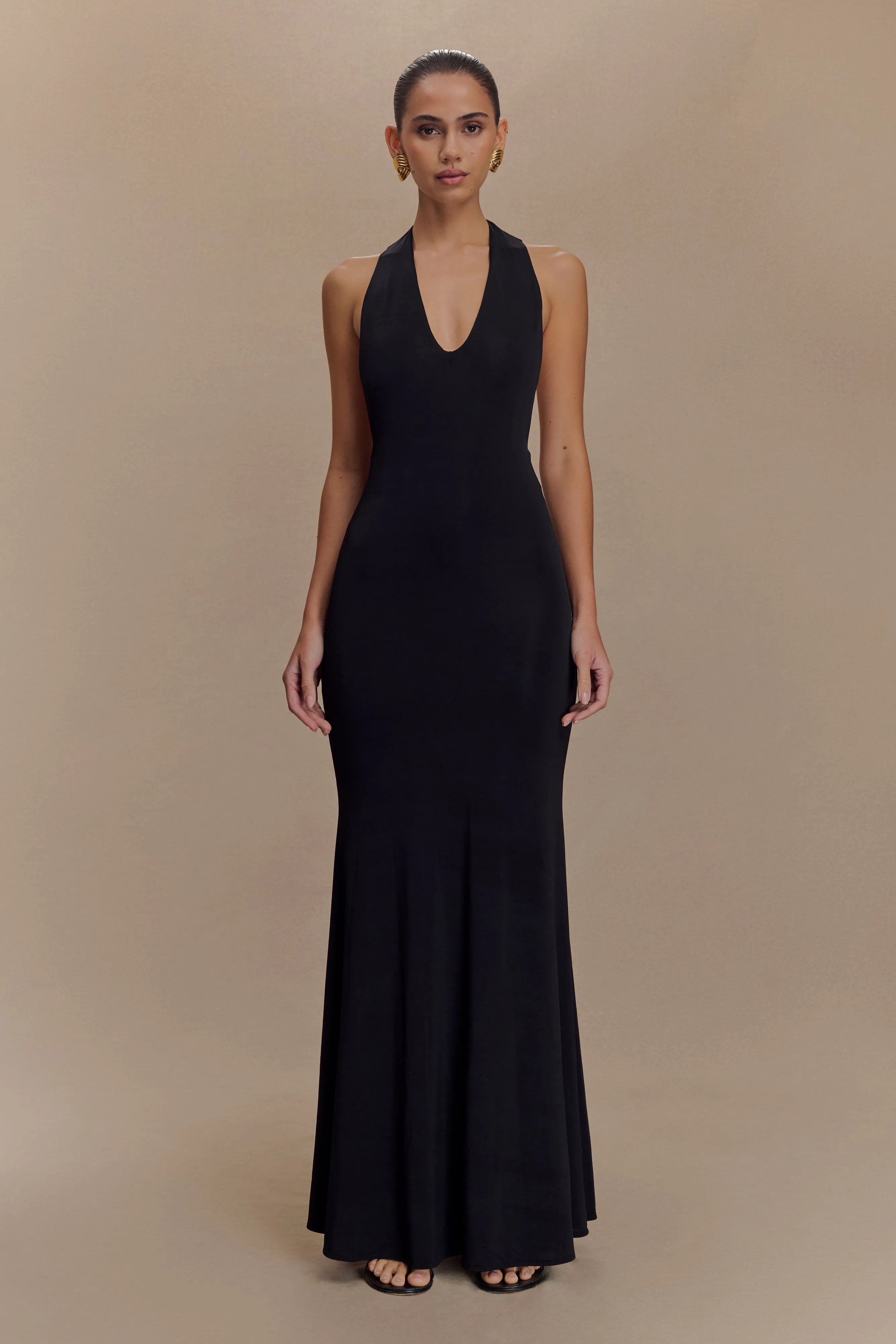Elke Slinky V Neck Maxi Dress - Black sold by Meshki product image thumbnail 2