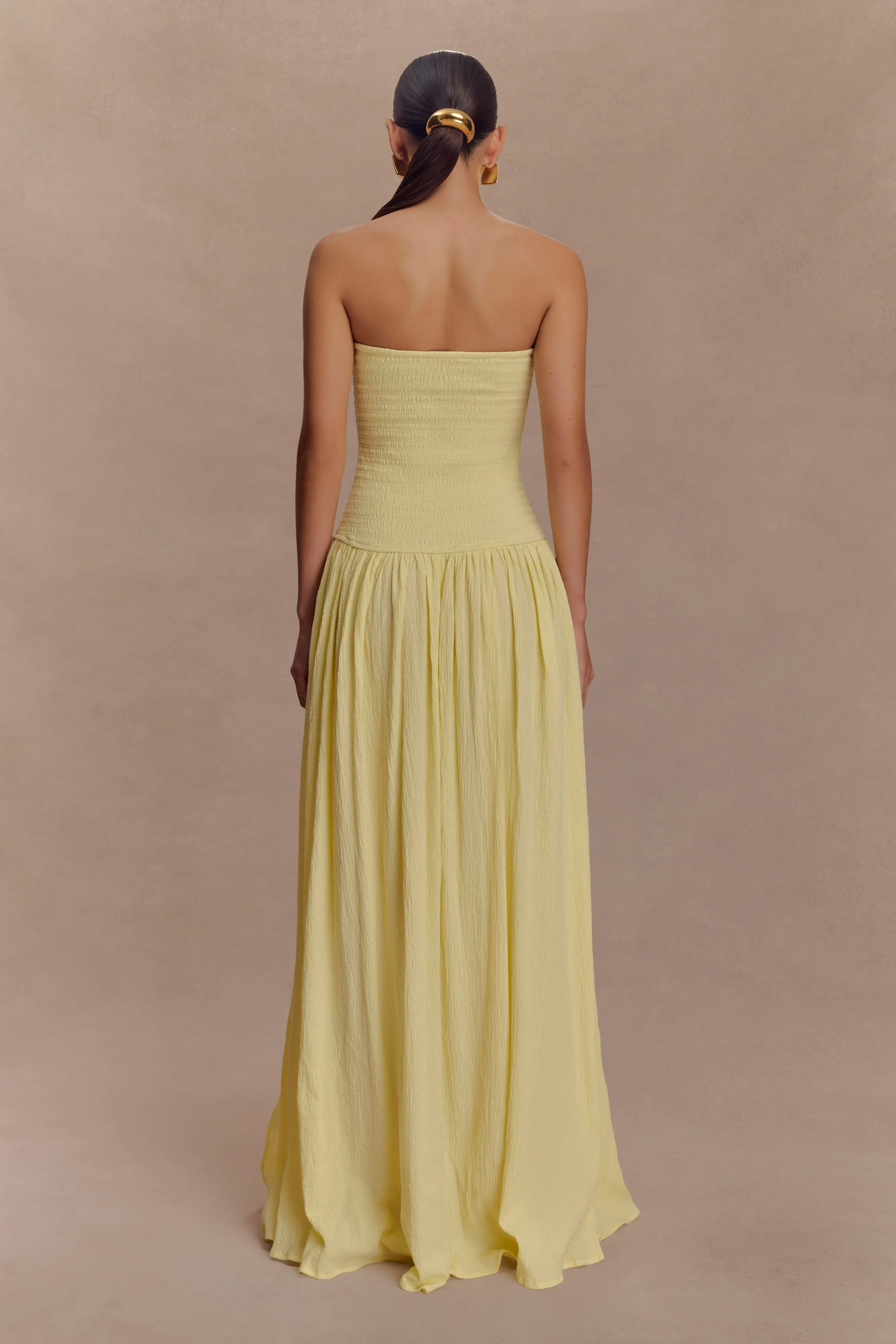 Maureen Cotton Shirring Maxi Dress - Lemon sold by Meshki product image thumbnail 2
