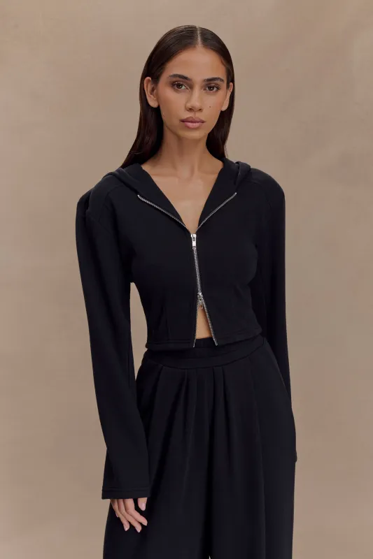 Quinn Zip Up Hoodie - Black sold by Meshki
