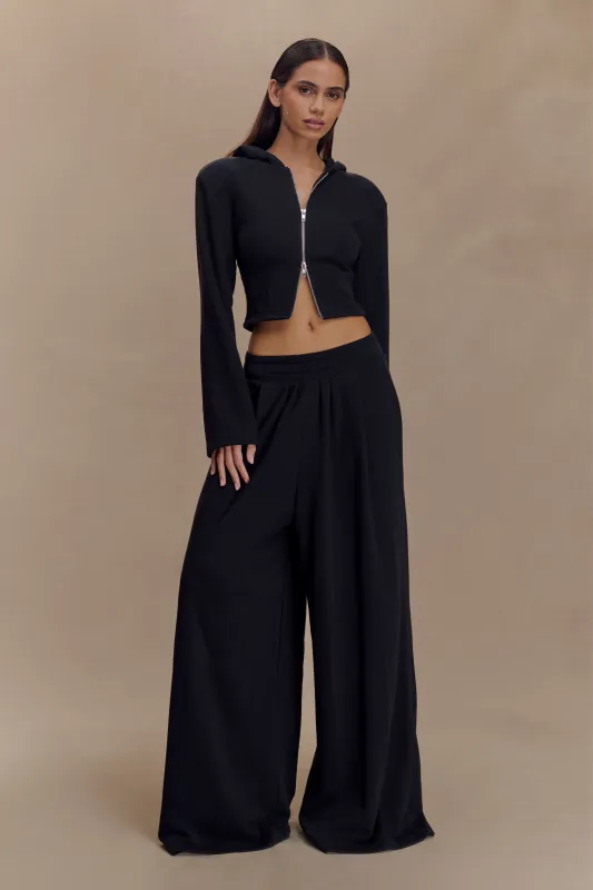 Aspen Gathered Wide Leg Jogger - Black sold by Meshki