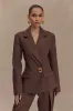 Max Cinched Waist Blazer - Chocolate sold by Meshki