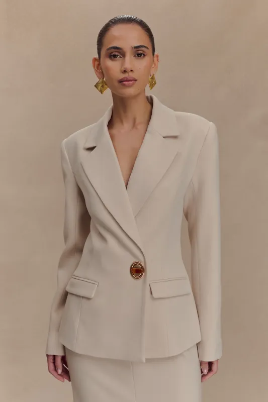 Max Cinched Waist Blazer - Ivory Stone sold by Meshki