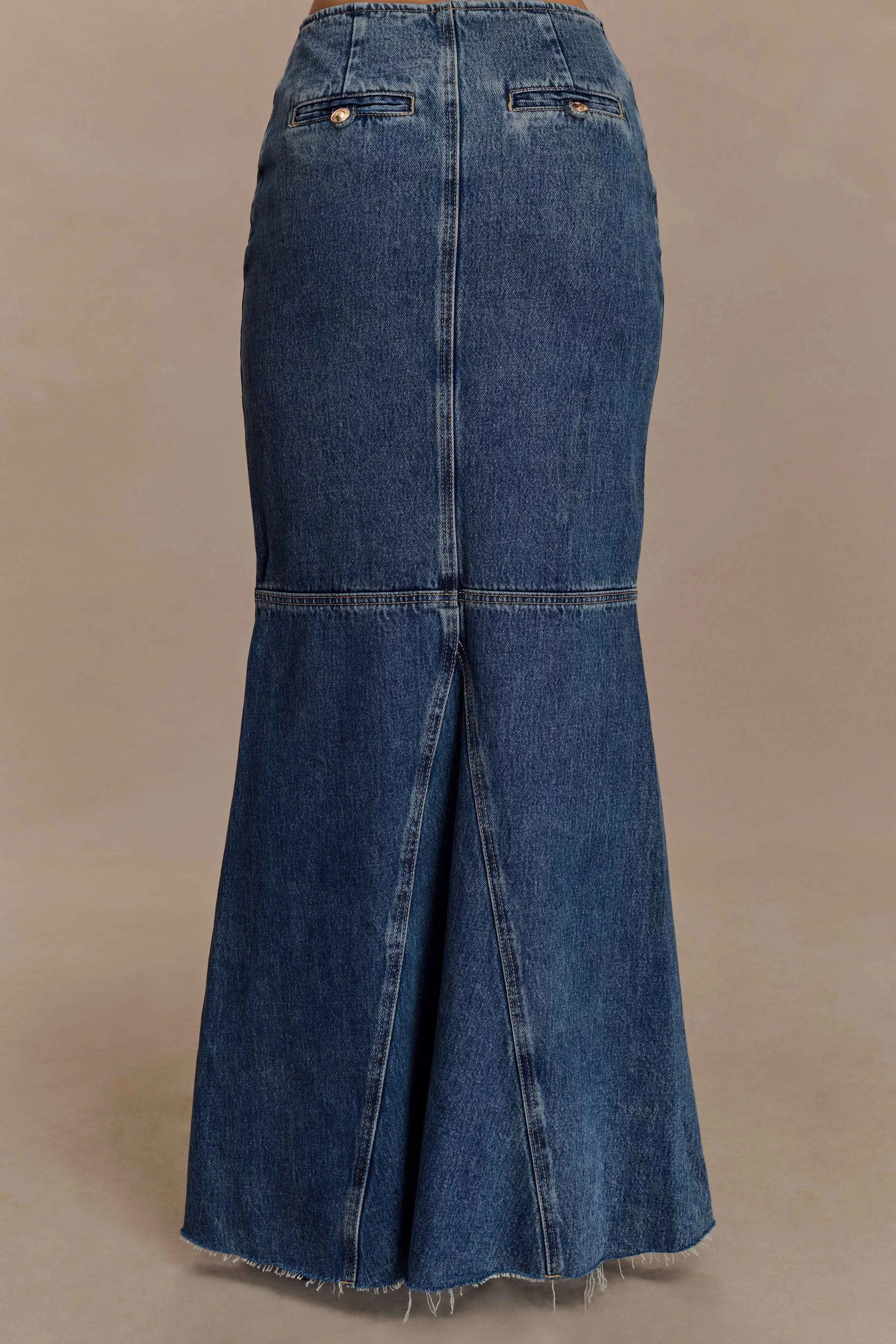 Loretta Denim Maxi Skirt - Washed Dark Blue sold by Meshki product image thumbnail 2