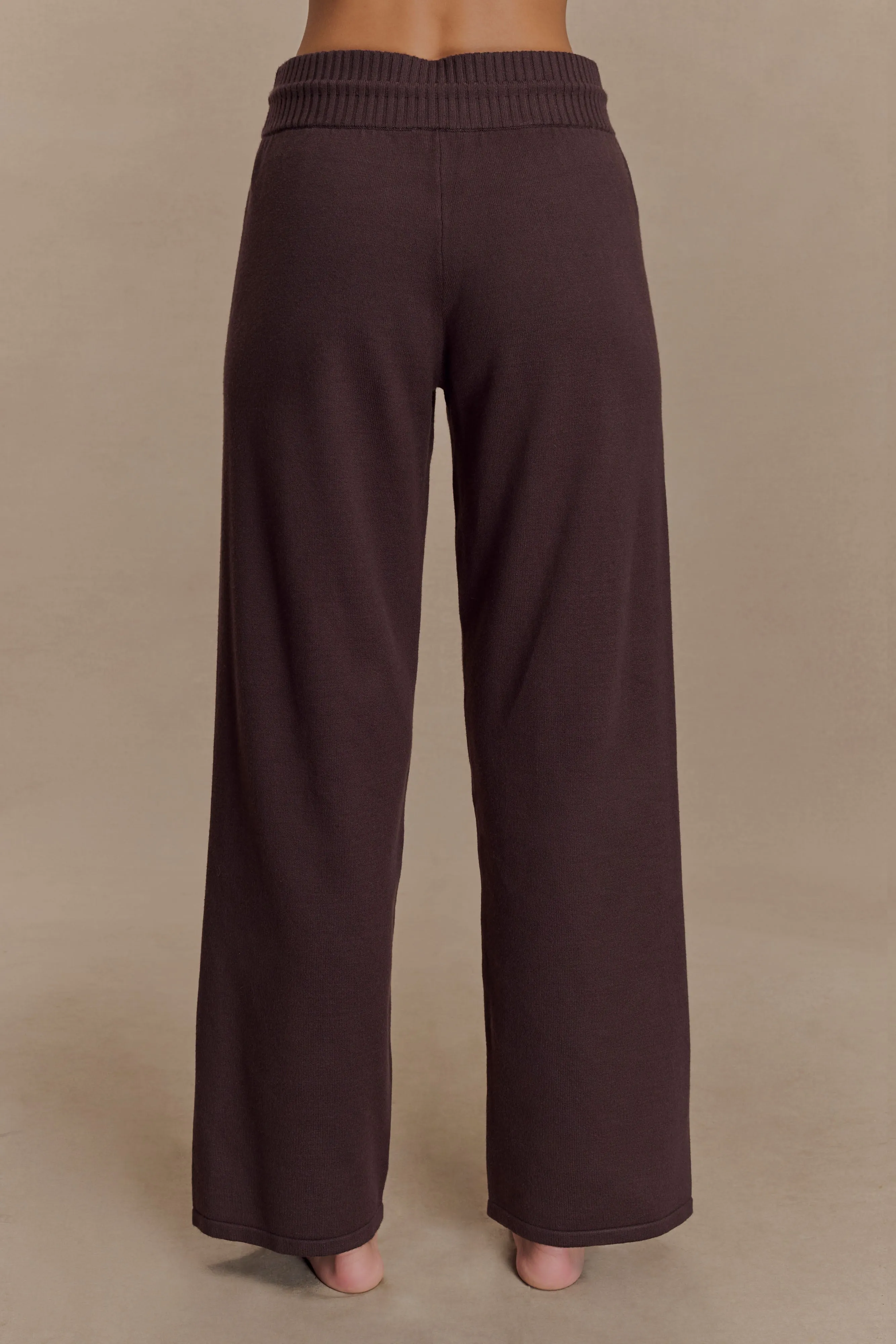 Natalya Knit Wide Leg Pants - Dark Chocolate sold by Meshki product image thumbnail 2