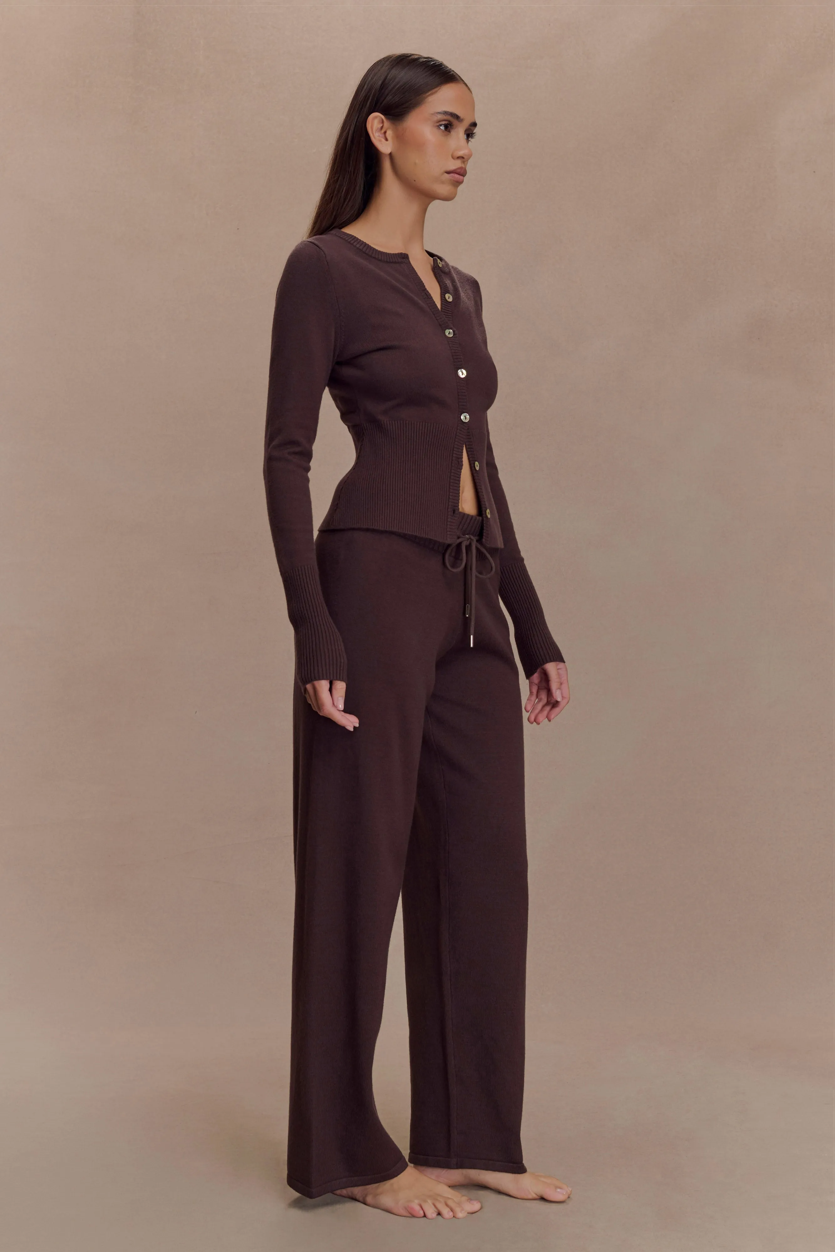 Natalya Knit Wide Leg Pants - Dark Chocolate sold by Meshki product image thumbnail 4