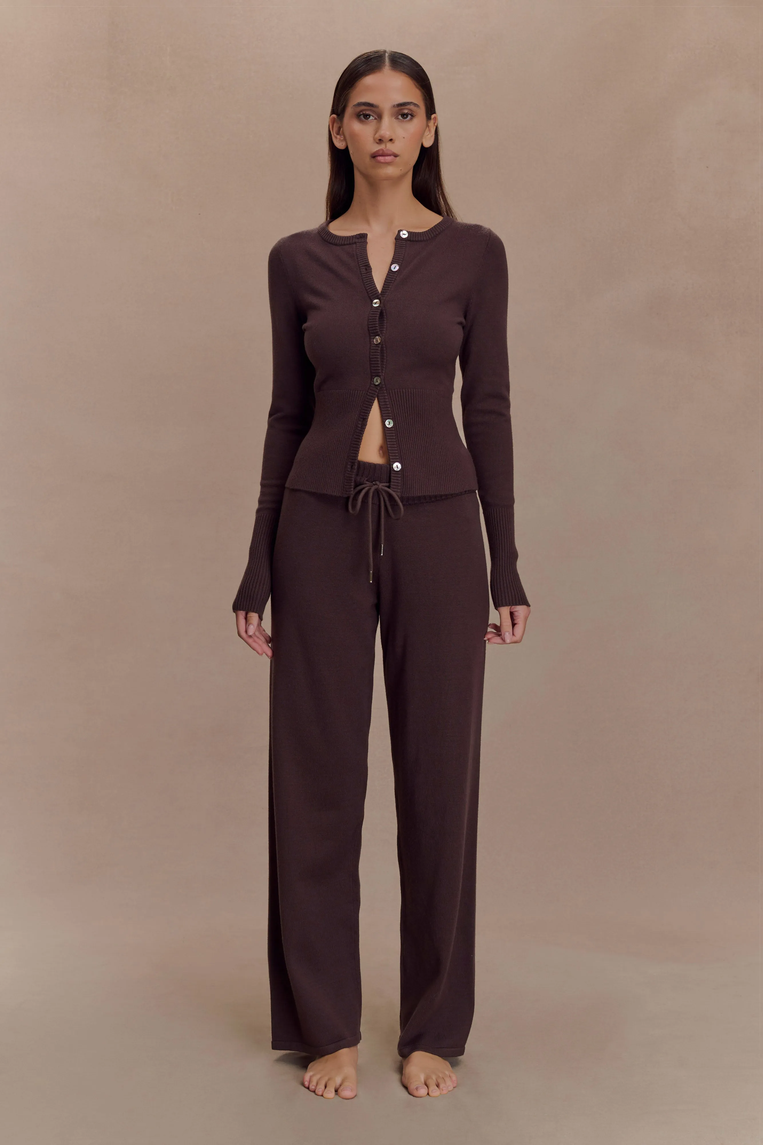 Natalya Knit Wide Leg Pants - Dark Chocolate sold by Meshki product image thumbnail 3