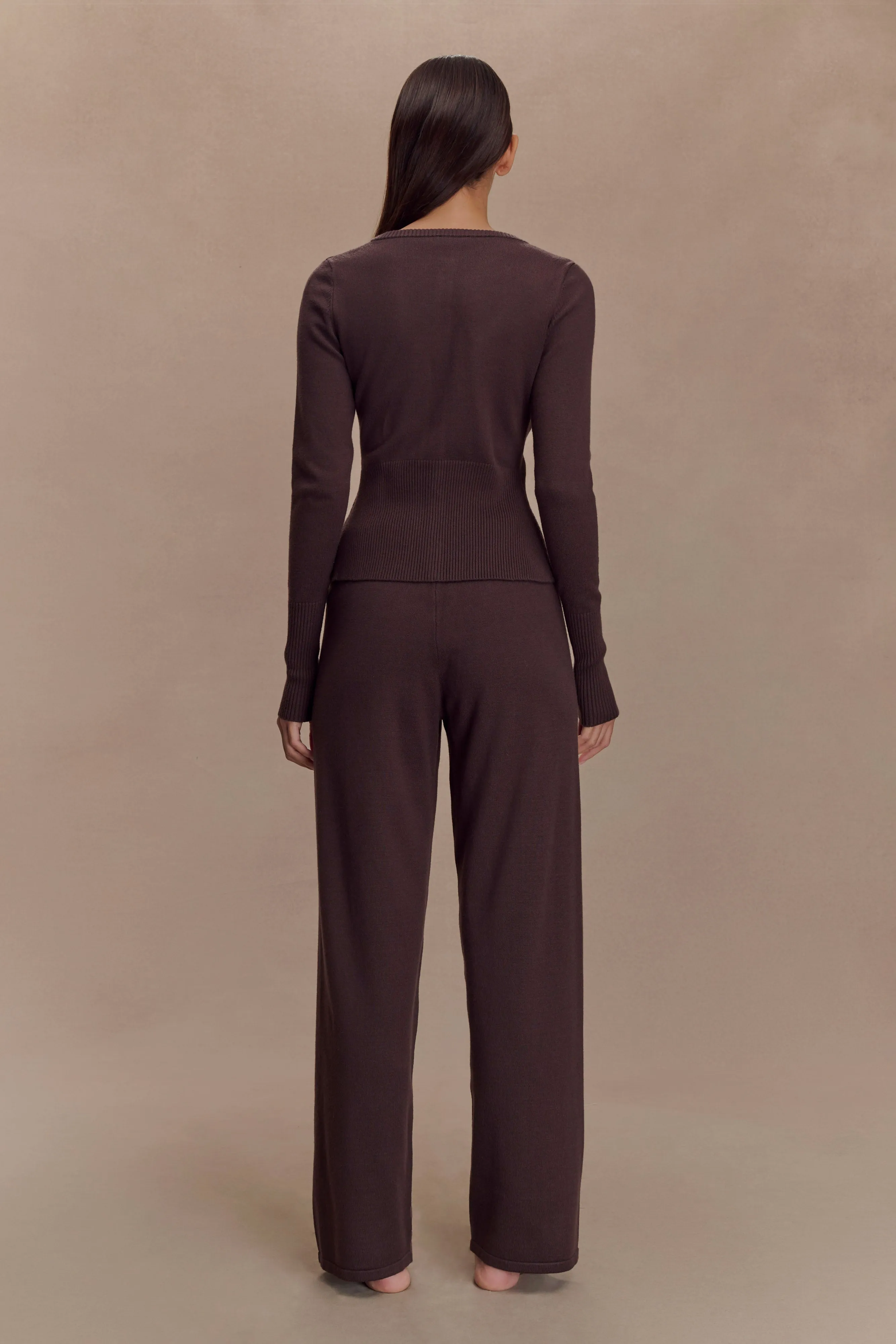 Natalya Knit Wide Leg Pants - Dark Chocolate sold by Meshki product image thumbnail 5