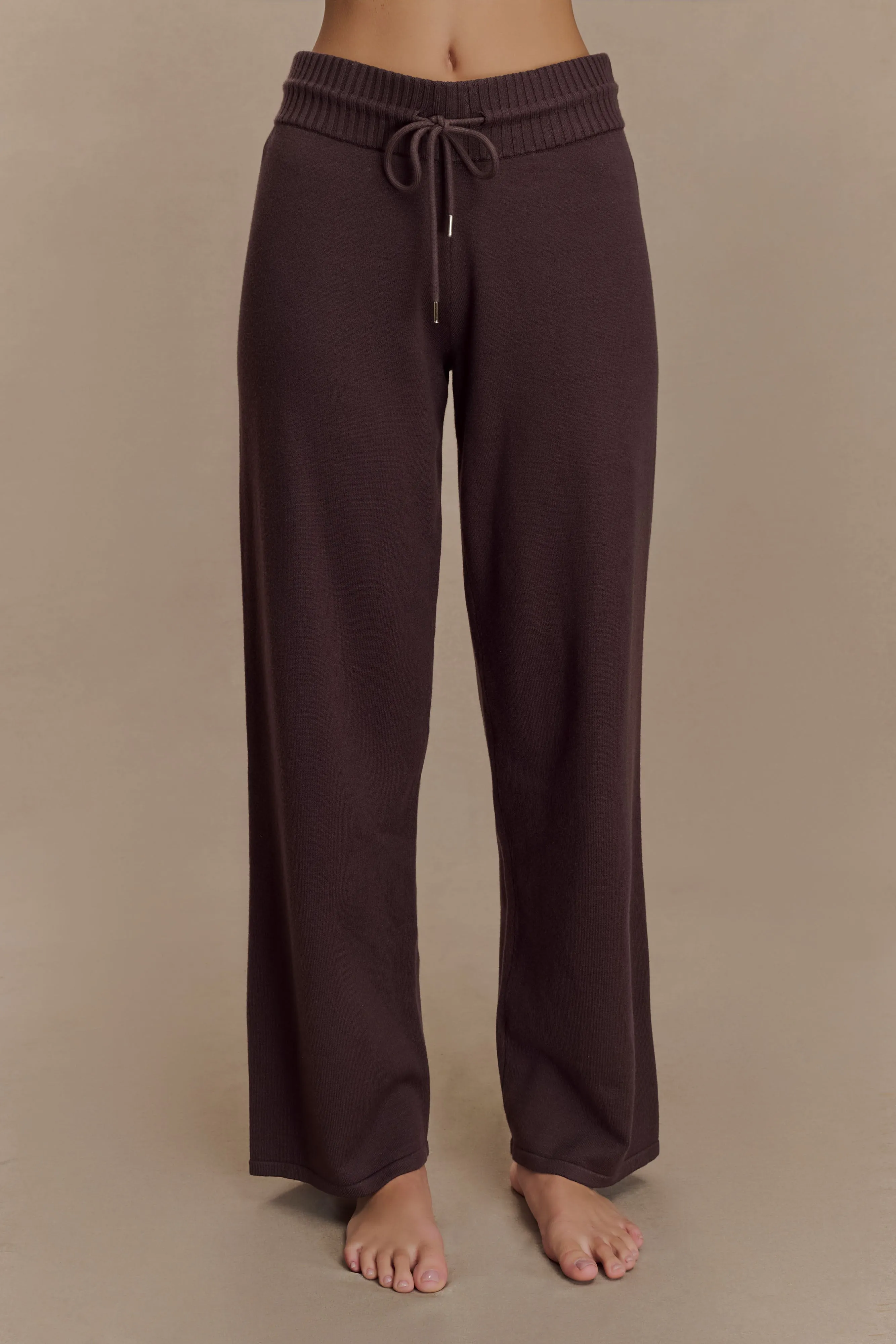 Natalya Knit Wide Leg Pants - Dark Chocolate sold by Meshki