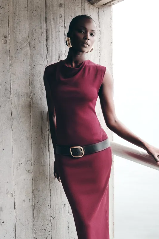 Francisca Cowl Neck Knit Top - Merlot sold by Meshki